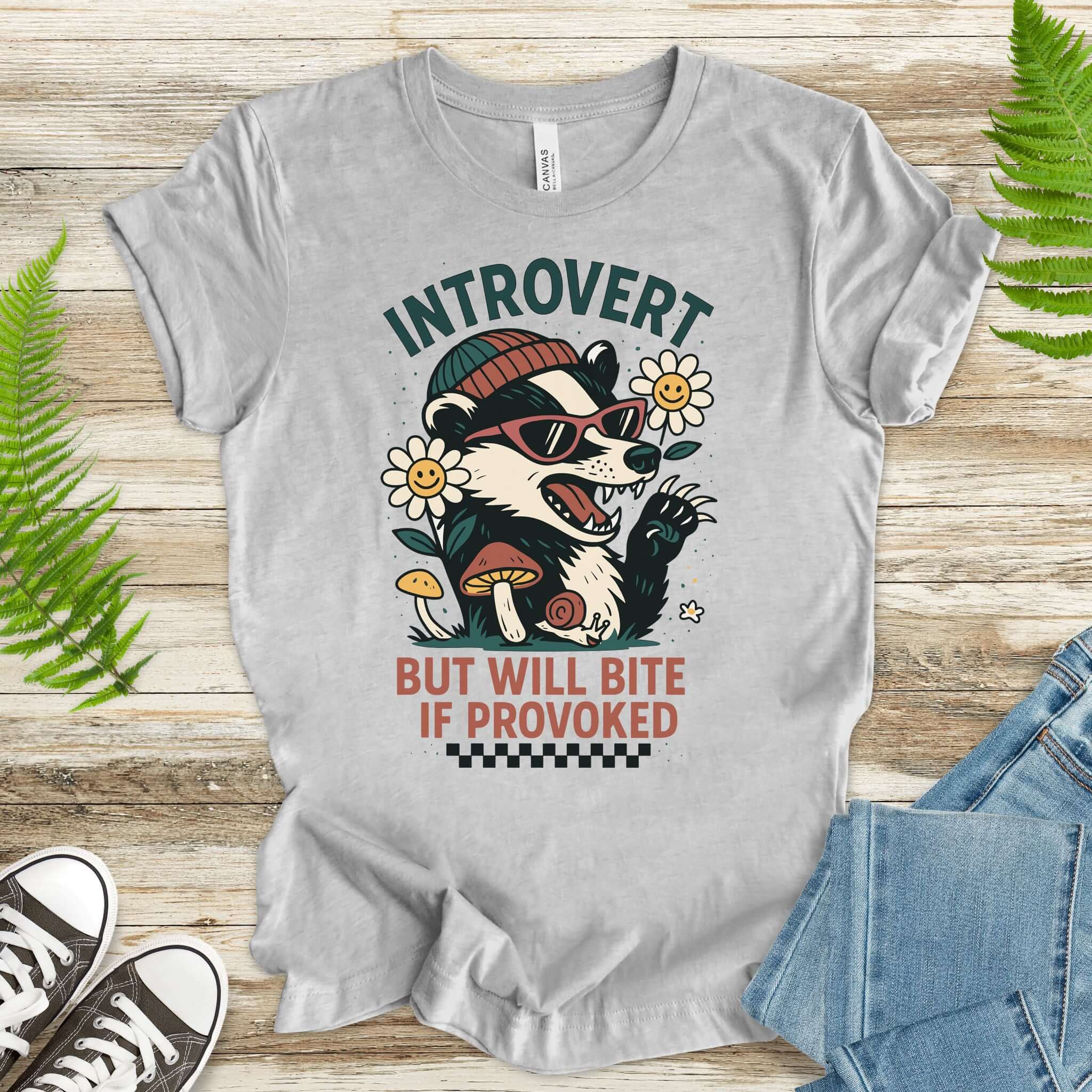 Badger – Introvert But Will Bite Sassy T-Shirt