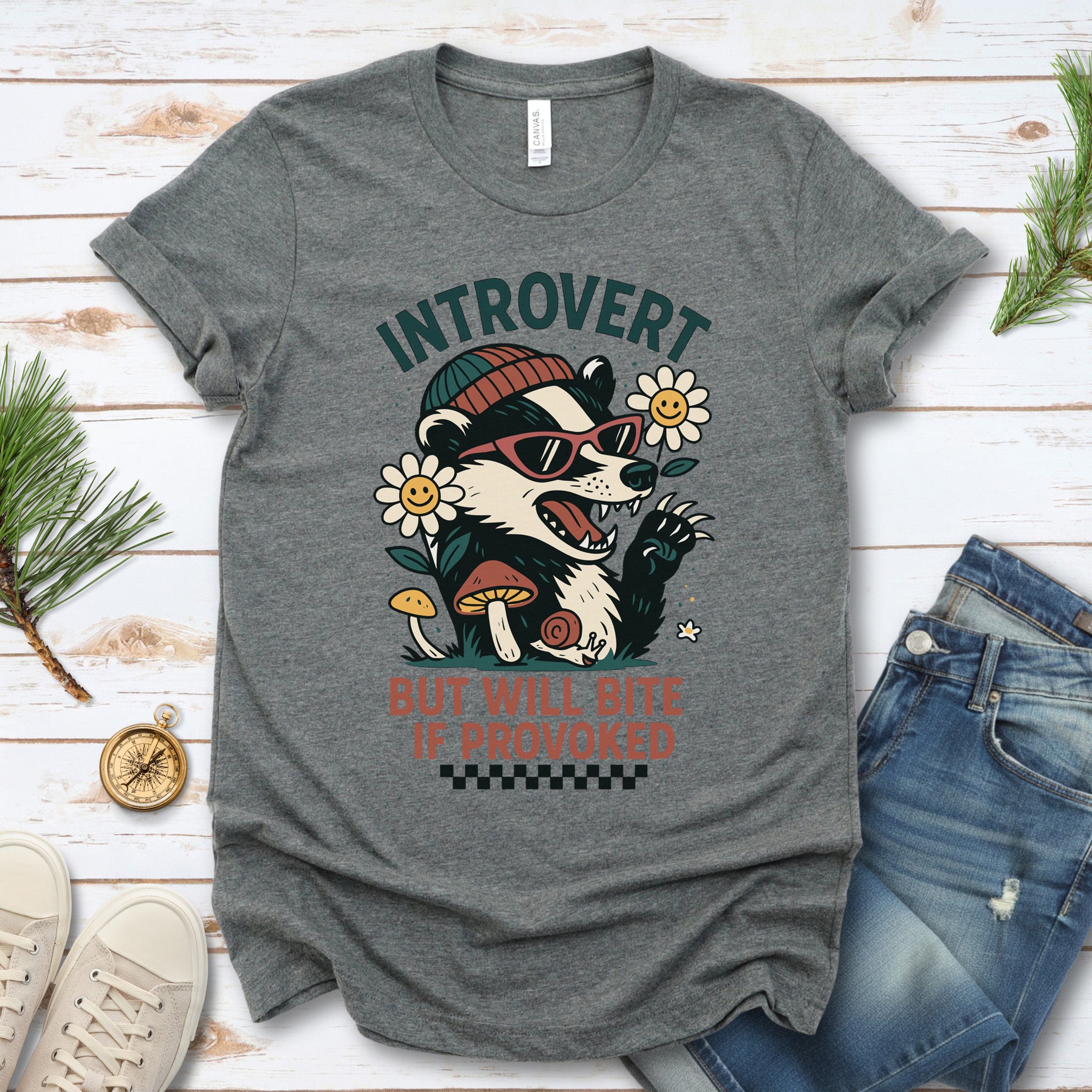 Badger – Introvert But Will Bite Sassy T-Shirt