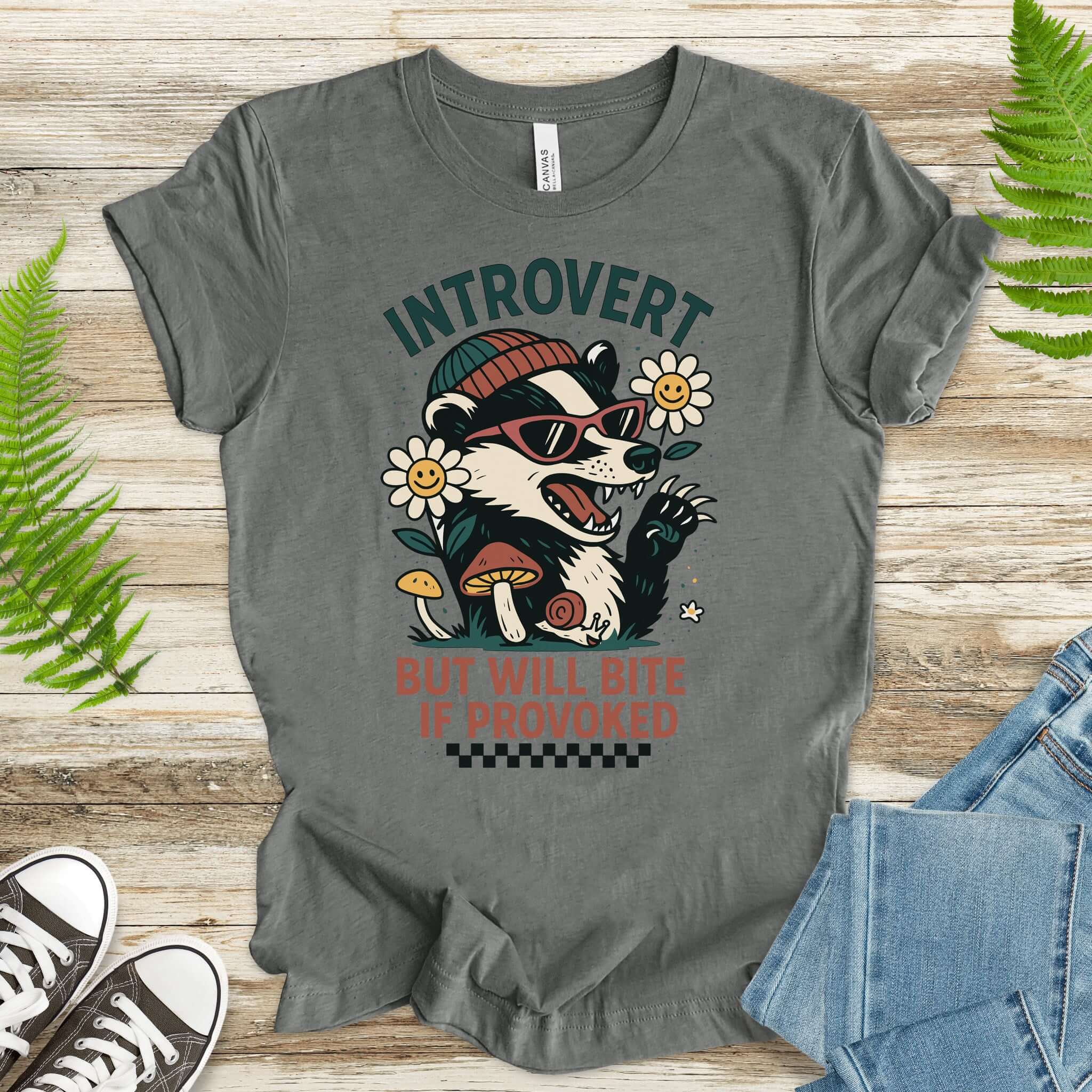 Badger – Introvert But Will Bite Sassy T-Shirt