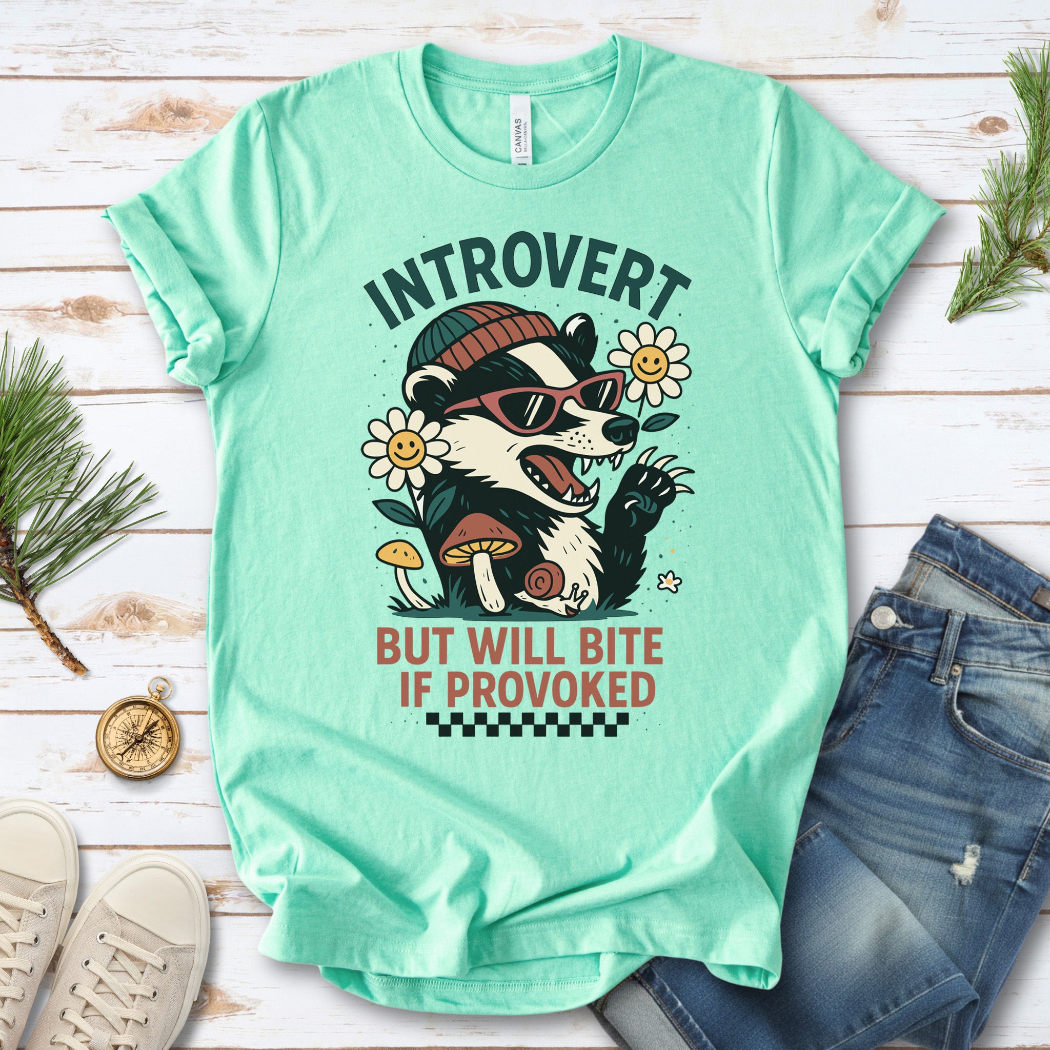 Badger – Introvert But Will Bite Sassy T-Shirt