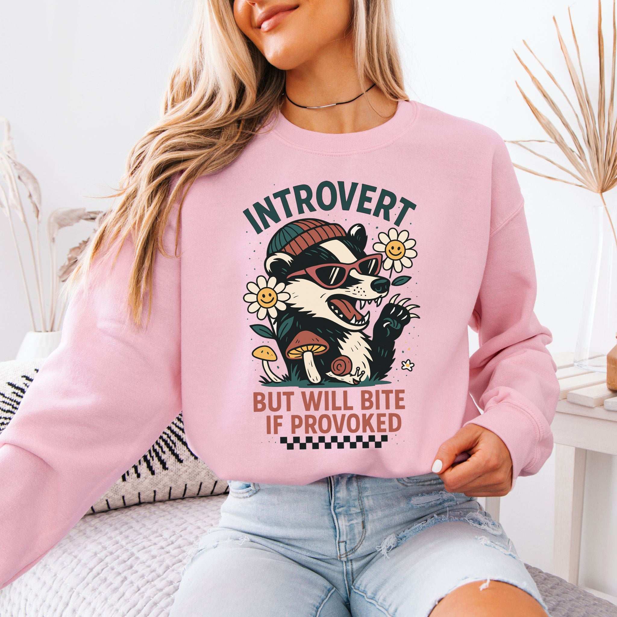 Introvert Badger Sweatshirt – Funny Animal Attitude for Quiet Rebels