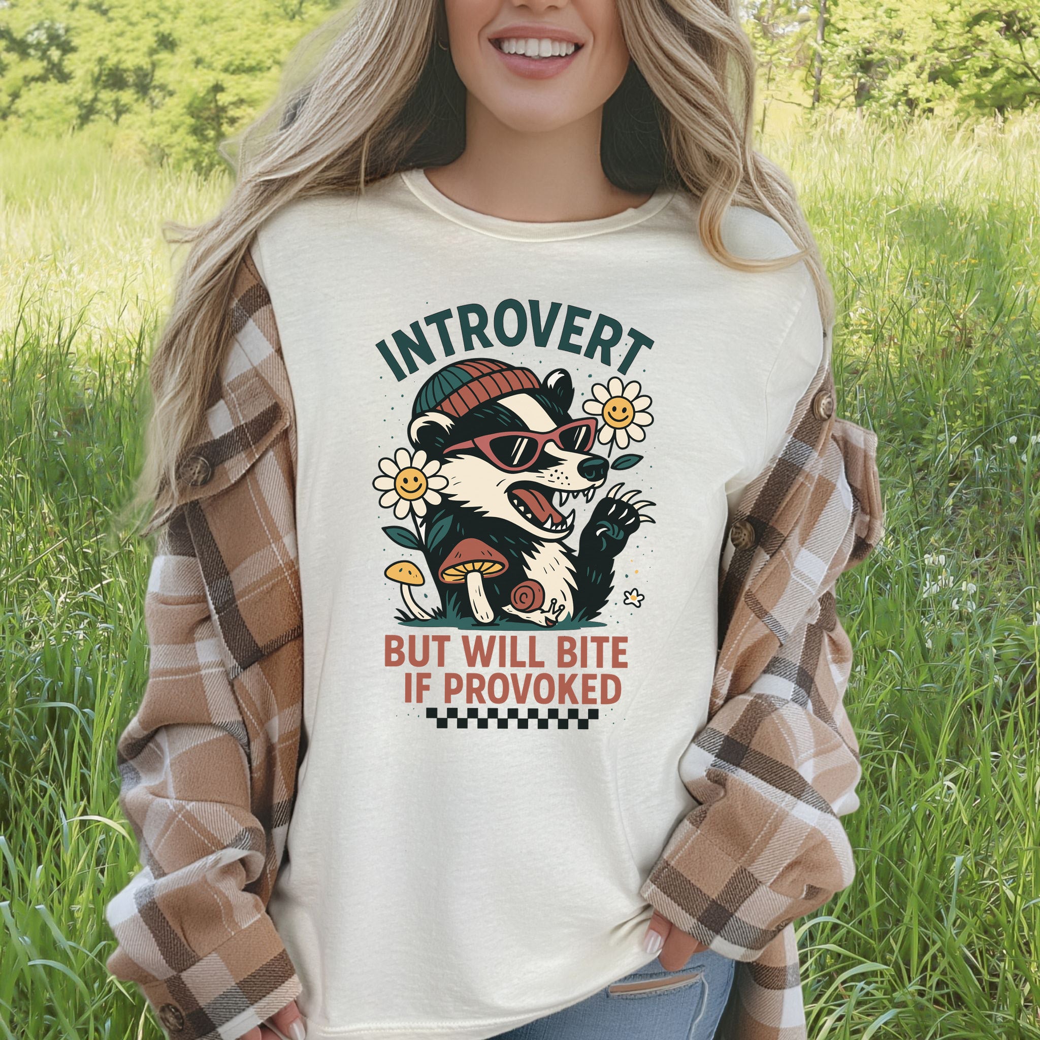 Badger – Introvert But Will Bite Sassy T-Shirt