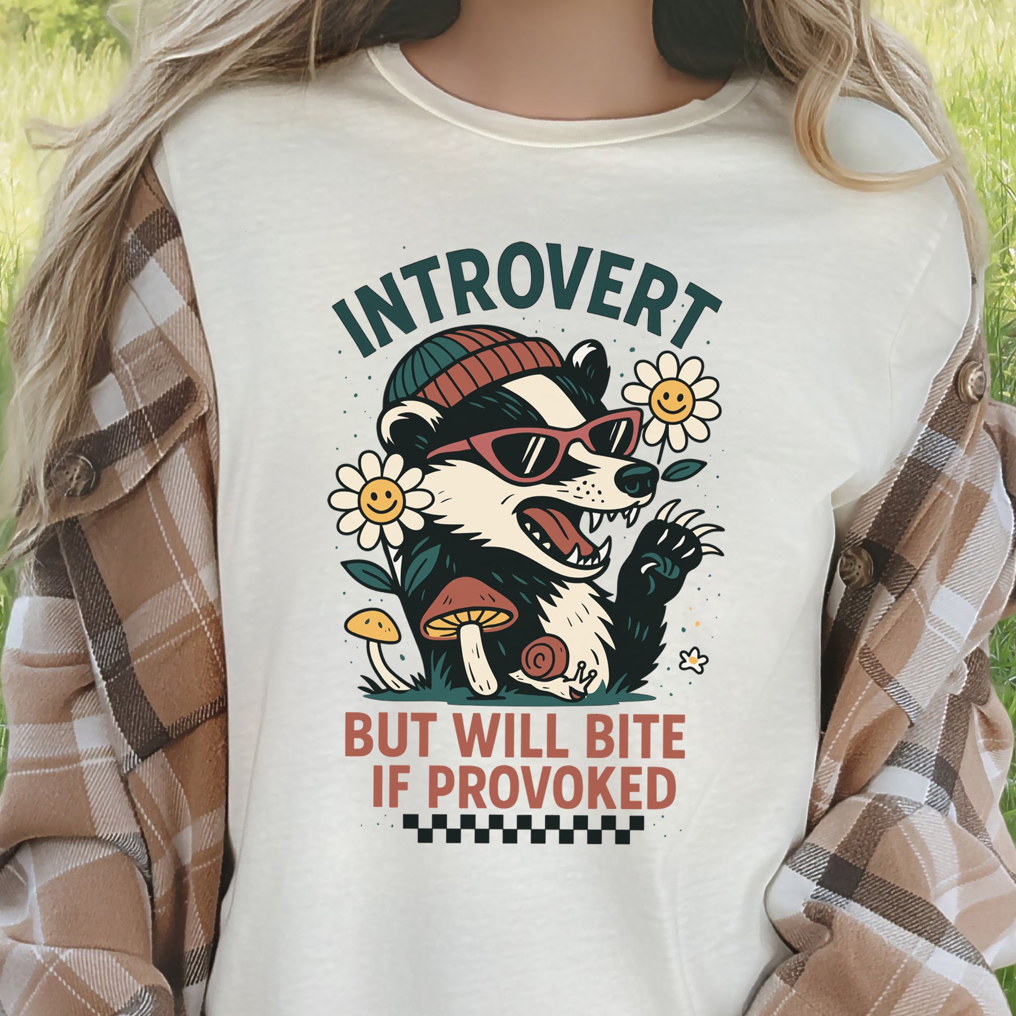 Badger – Introvert But Will Bite Sassy T-Shirt