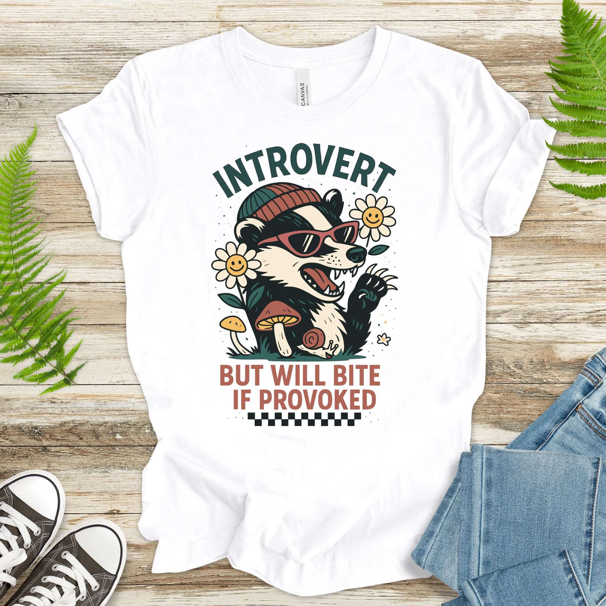 Badger – Introvert But Will Bite Sassy T-Shirt