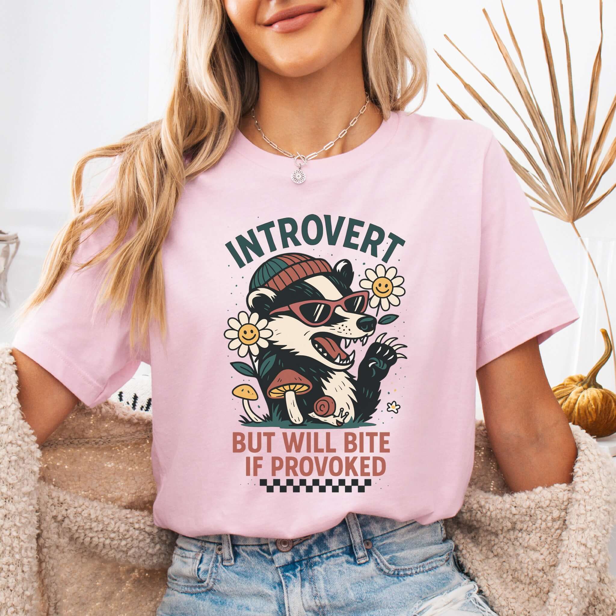 Badger – Introvert But Will Bite Sassy T-Shirt