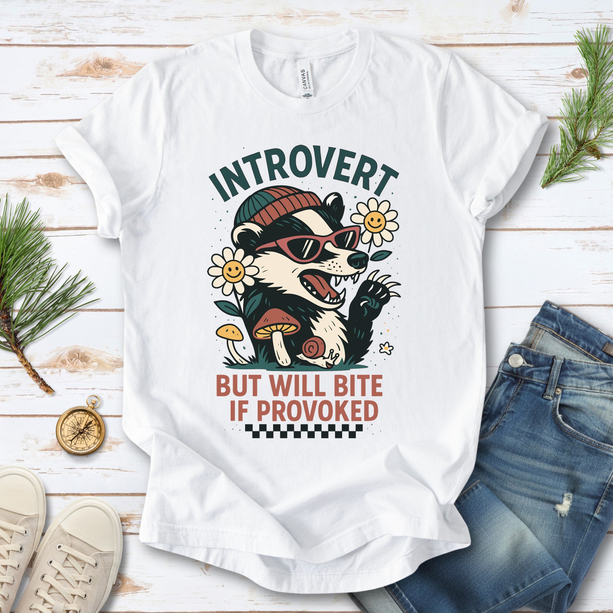 Badger – Introvert But Will Bite Sassy T-Shirt