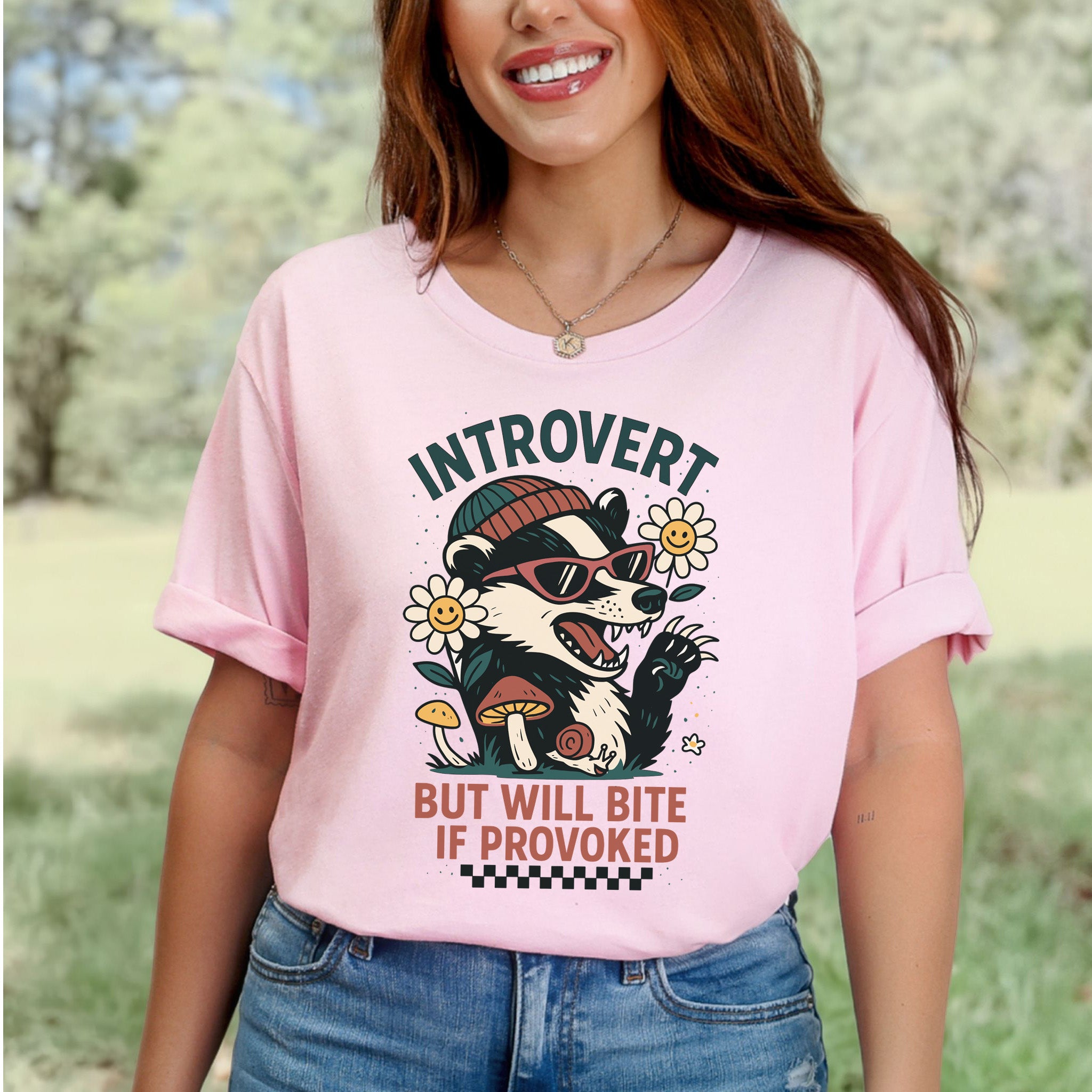 Badger – Introvert But Will Bite Sassy T-Shirt