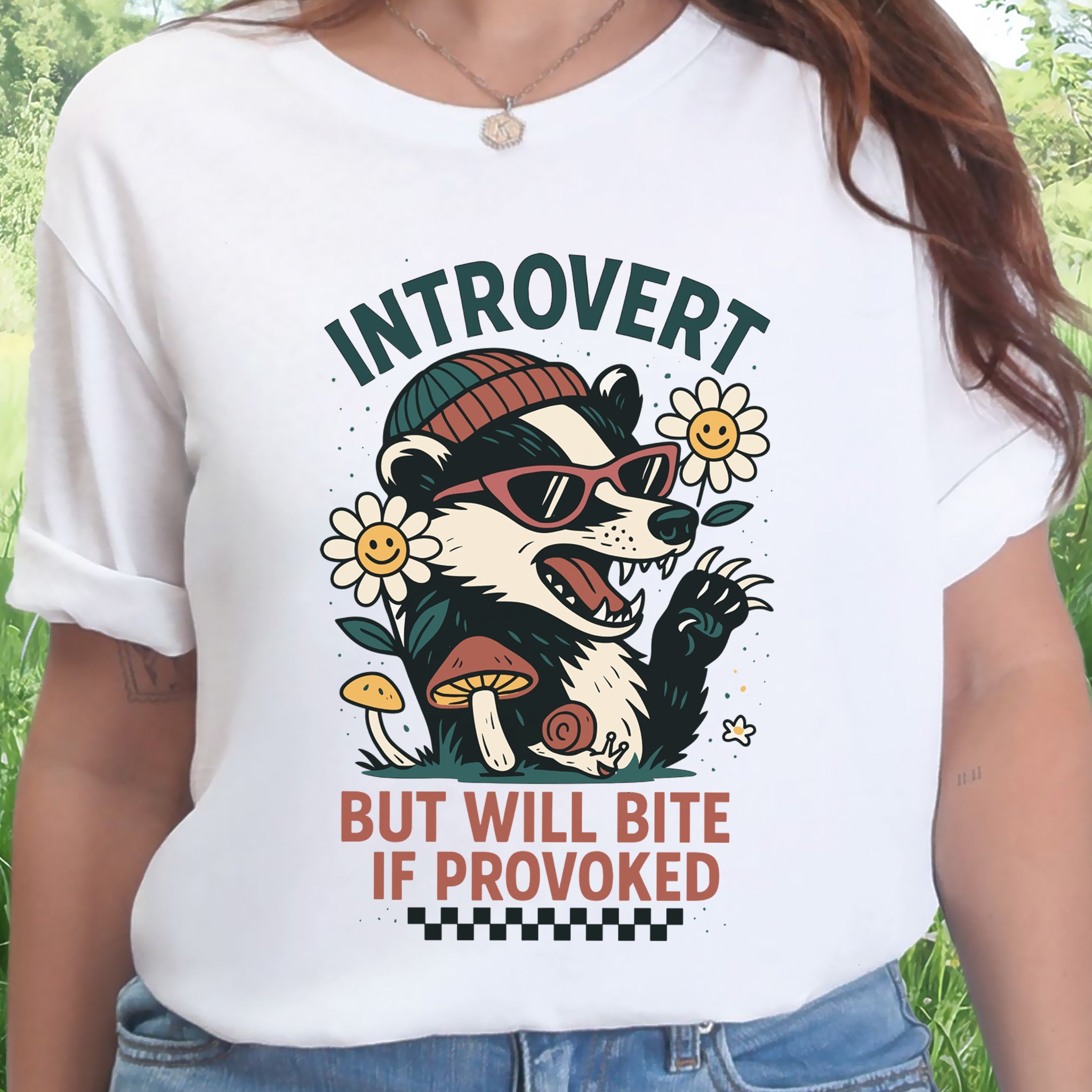 Badger – Introvert But Will Bite Sassy T-Shirt