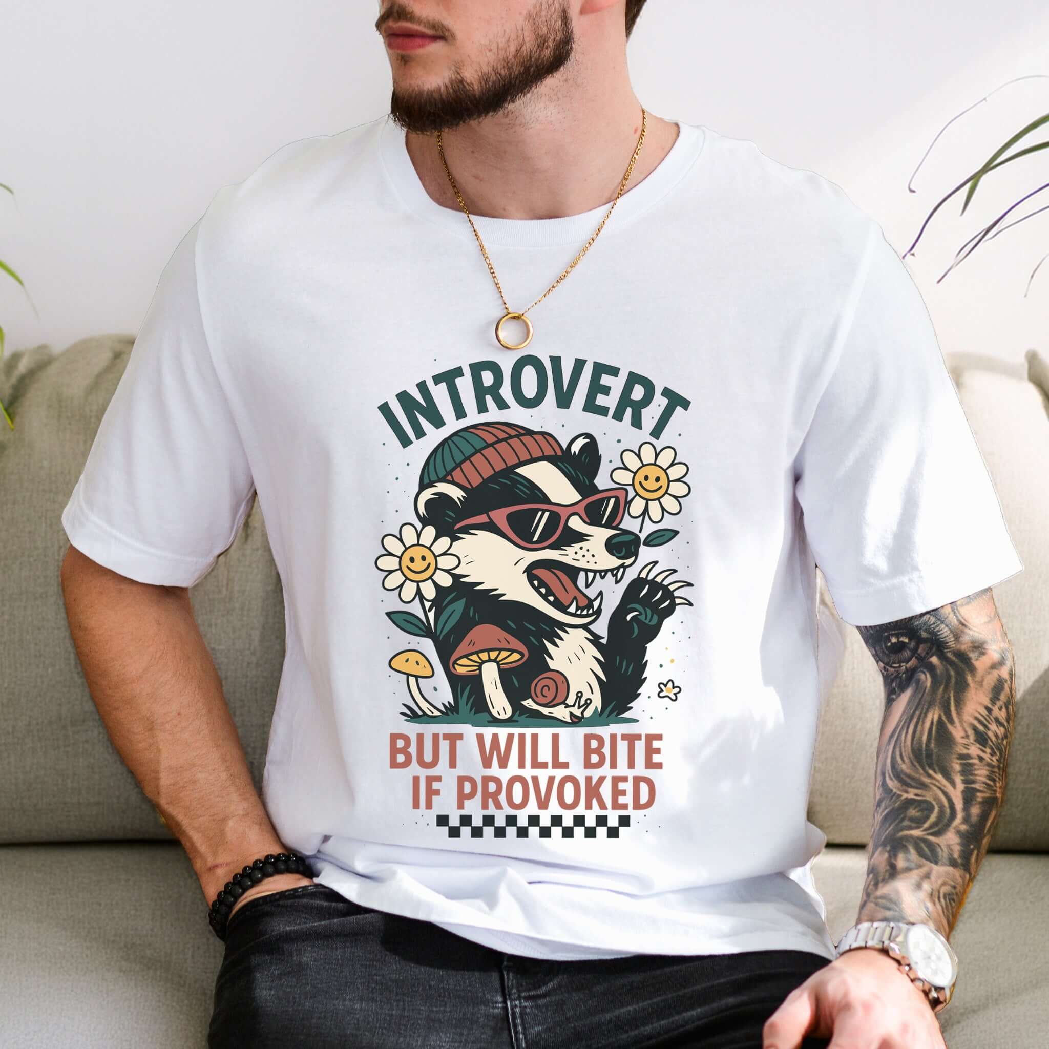 Badger – Introvert But Will Bite Sassy T-Shirt