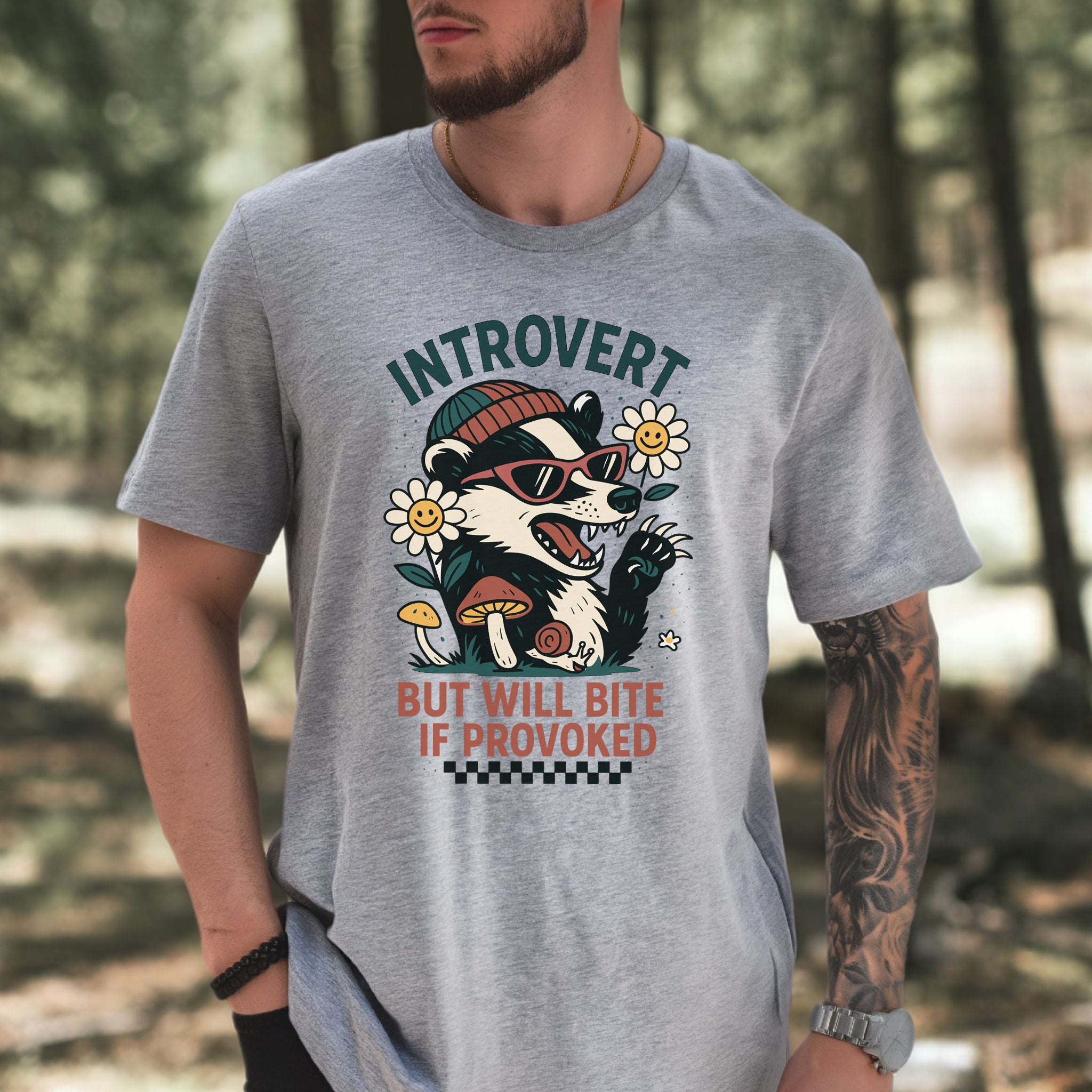 Badger – Introvert But Will Bite Sassy T-Shirt