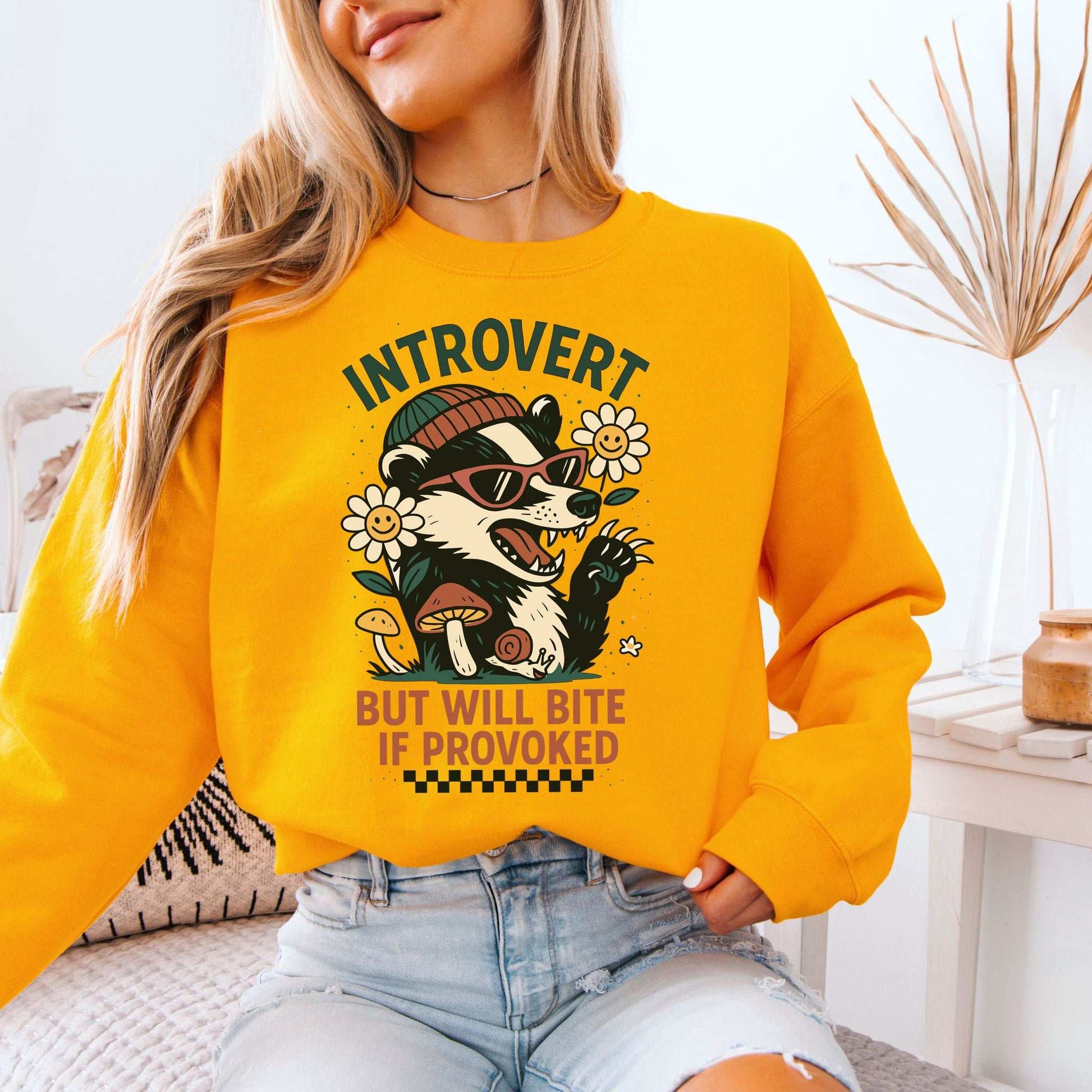 Introvert Badger Sweatshirt – Funny Animal Attitude for Quiet Rebels