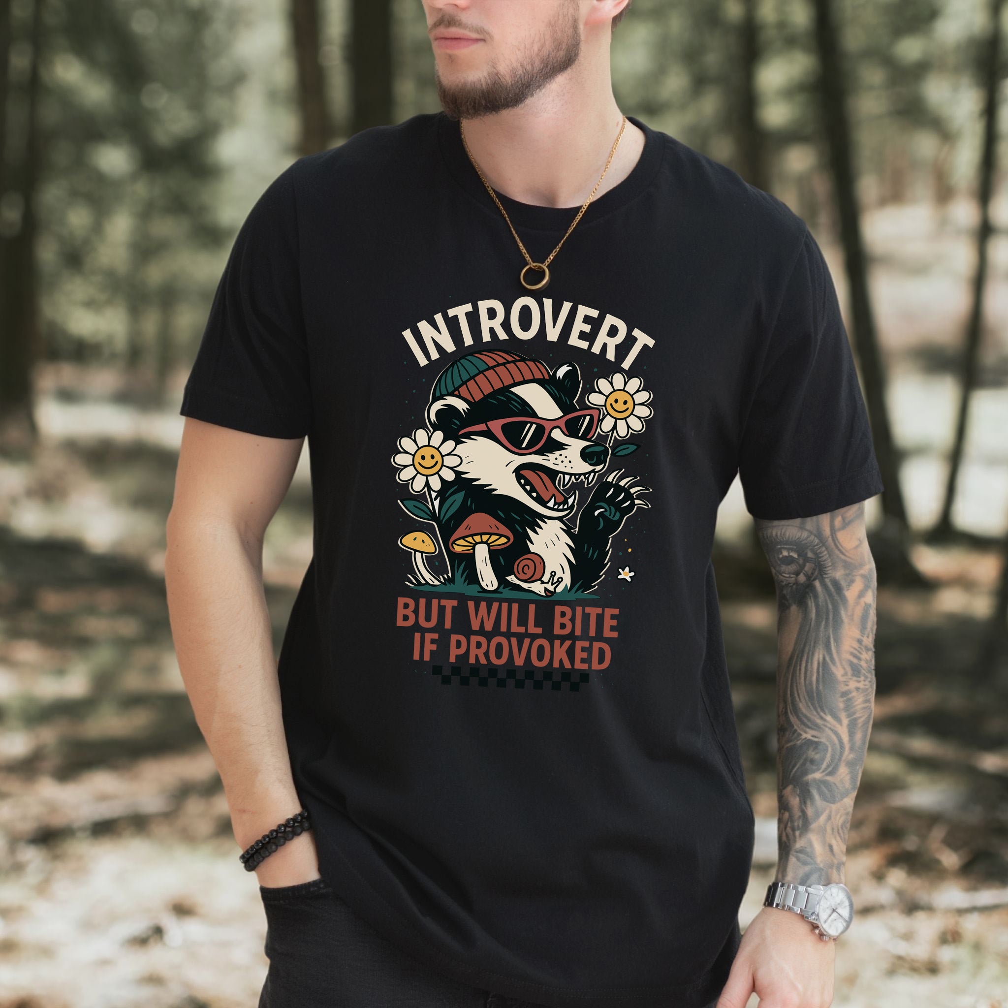 Badger – Introvert But Will Bite Sassy T-Shirt