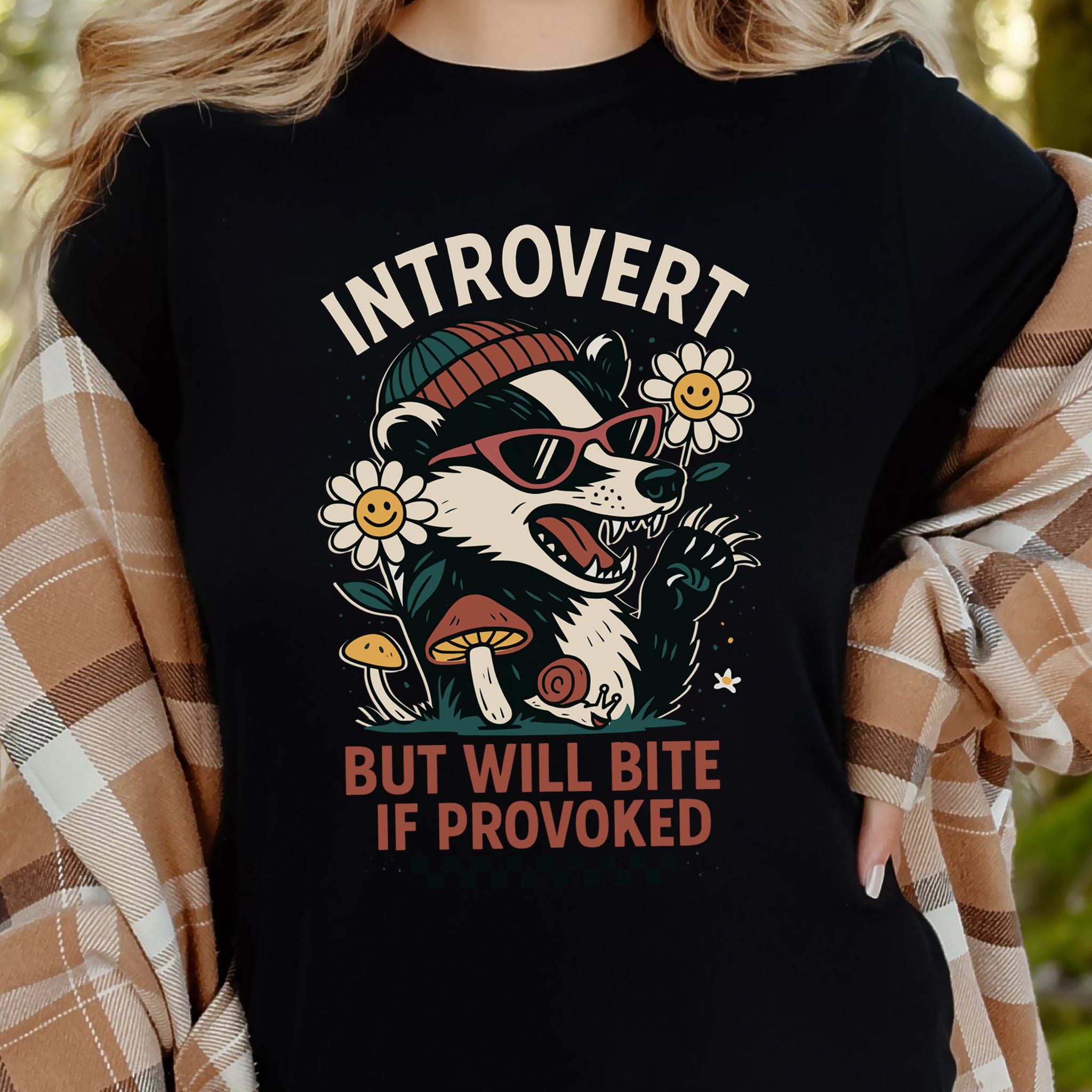 Badger – Introvert But Will Bite Sassy T-Shirt