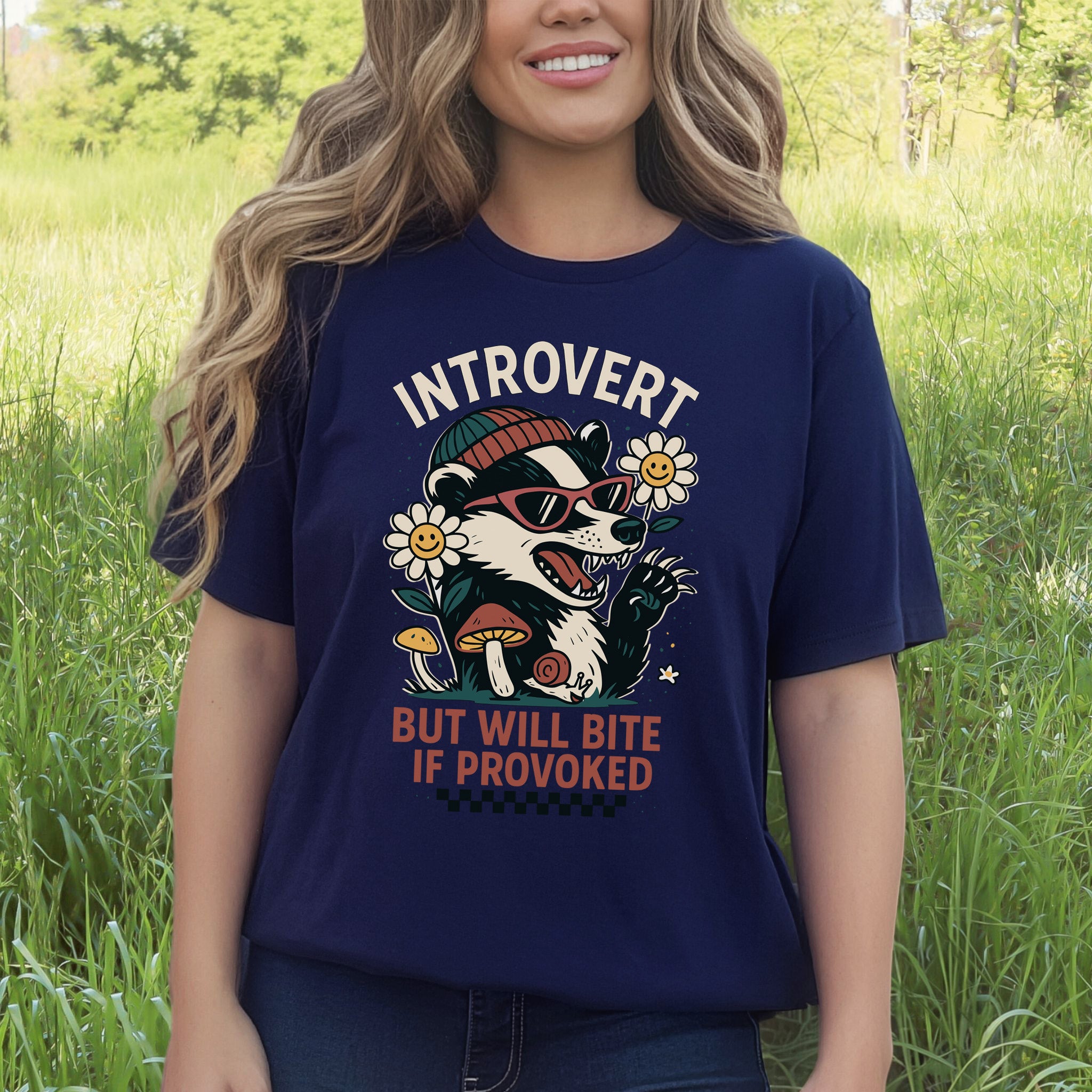 Badger – Introvert But Will Bite Sassy T-Shirt