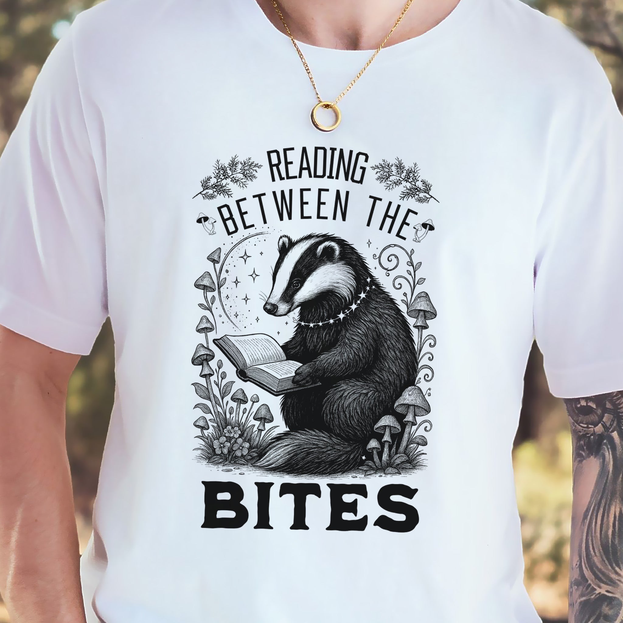 Badger Reading Between the Bites T-Shirt