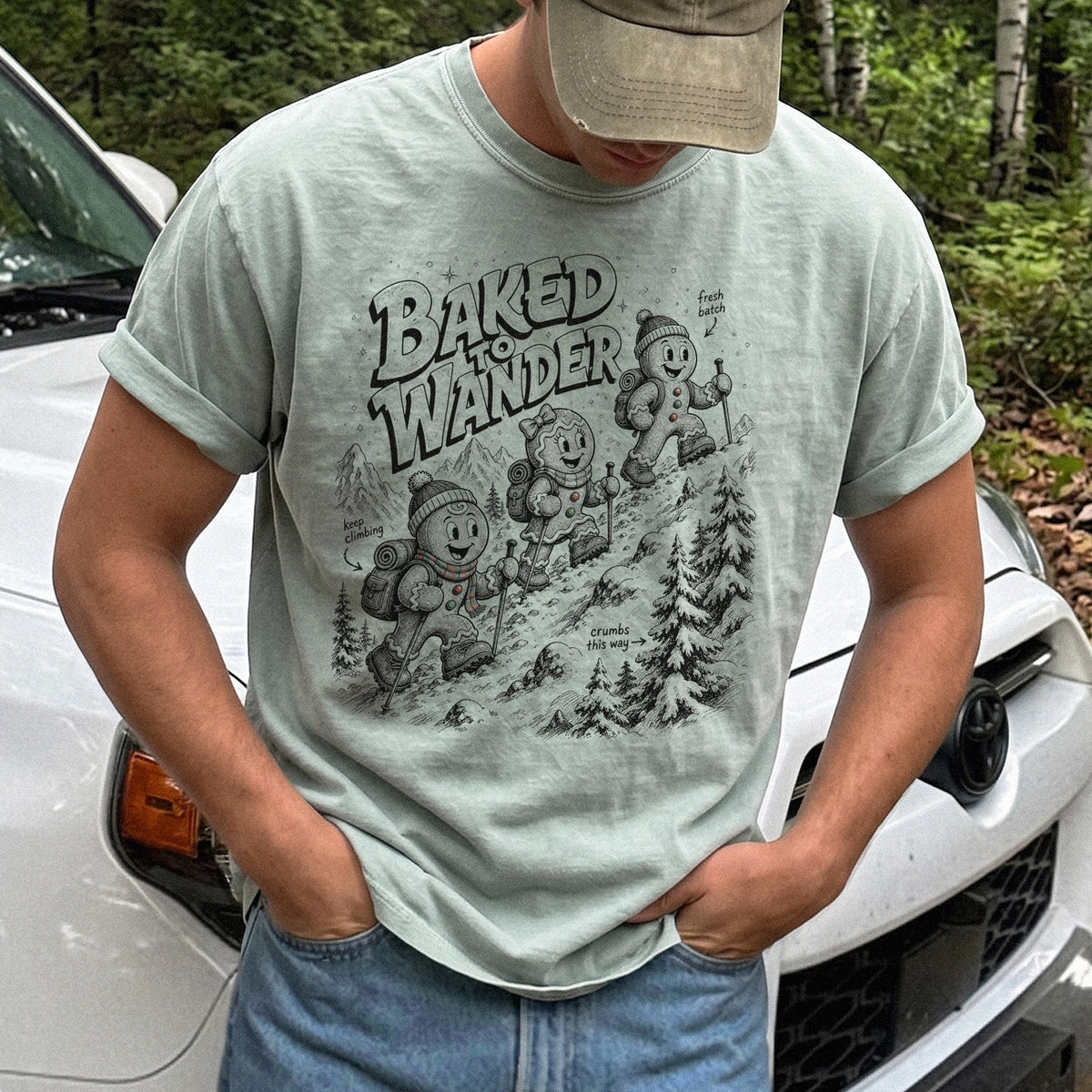 Baked to Wander Comfort Colors Shirt – Gingerbread Hiker Tee