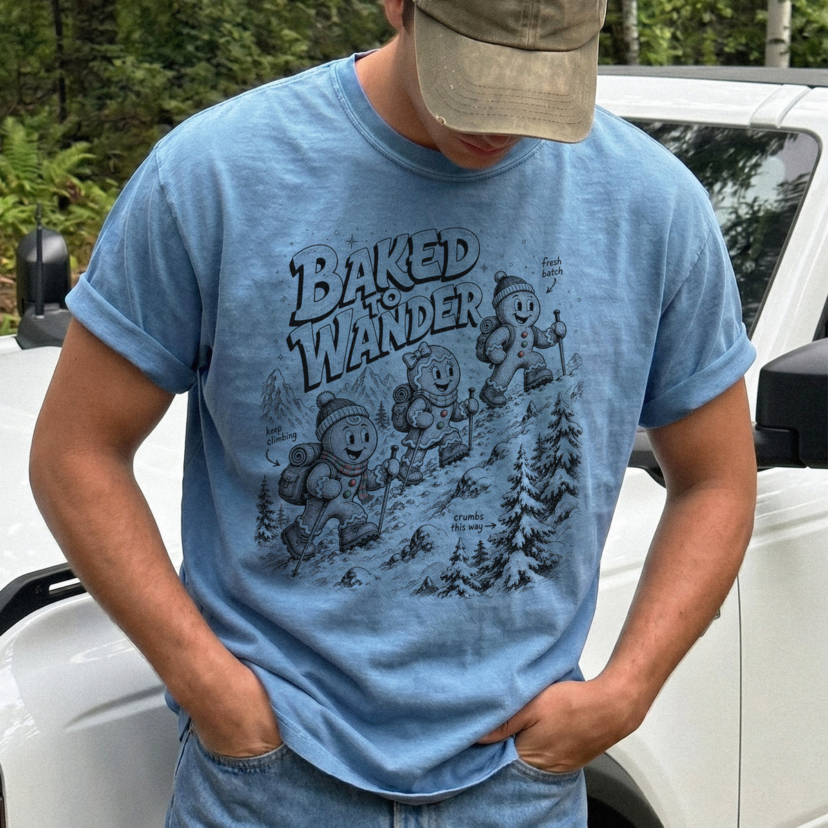 Baked to Wander Comfort Colors Shirt – Gingerbread Hiker Tee