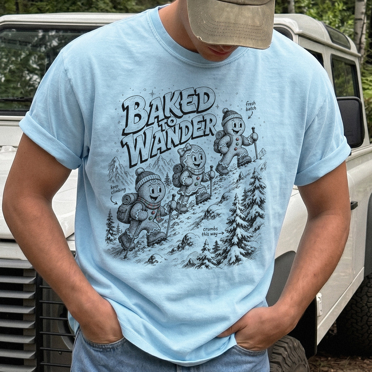 Baked to Wander Comfort Colors Shirt – Gingerbread Hiker Tee