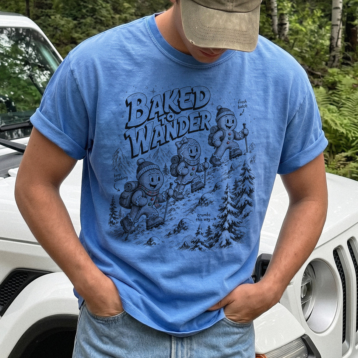 Baked to Wander Comfort Colors Shirt – Gingerbread Hiker Tee