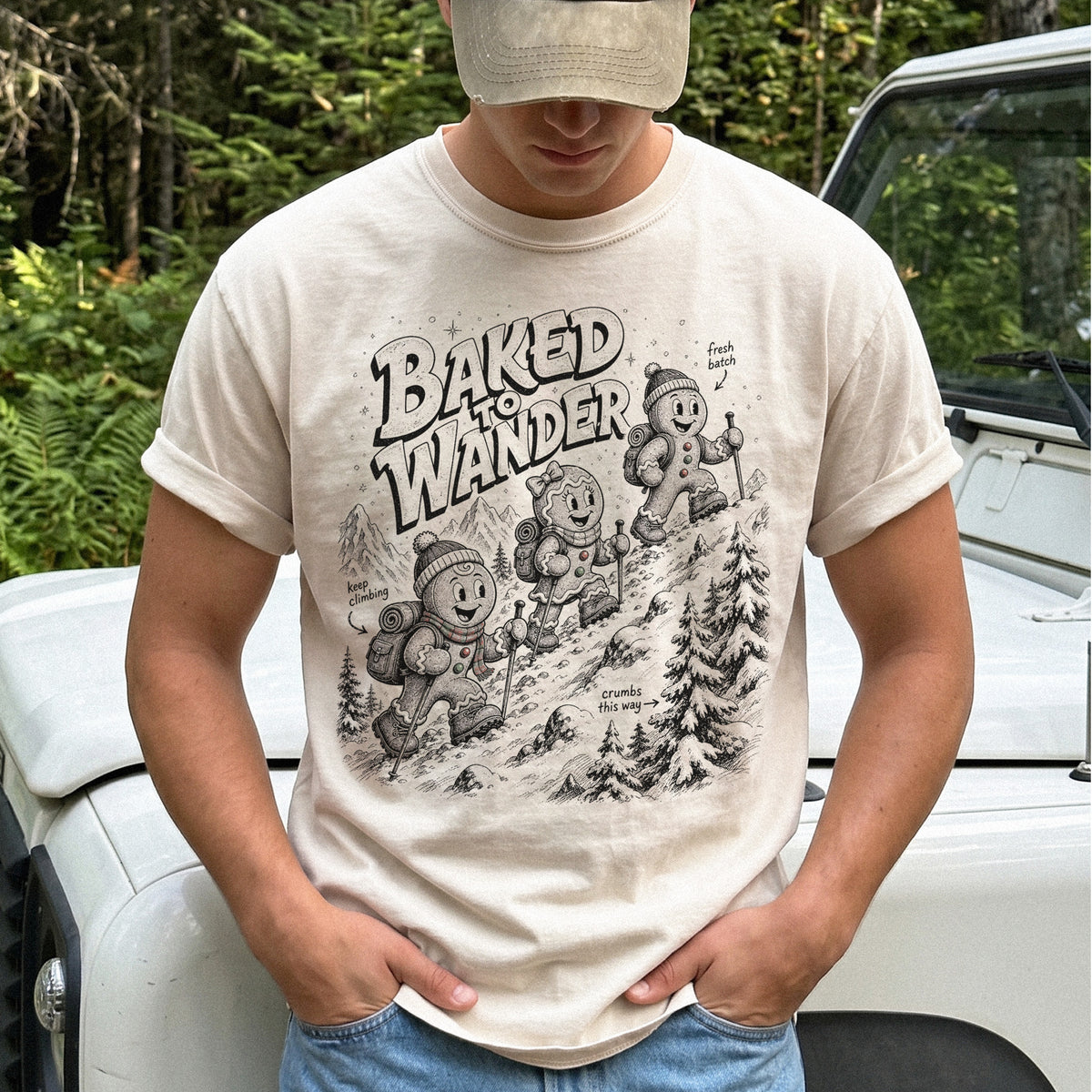 Baked to Wander Comfort Colors Shirt – Gingerbread Hiker Tee