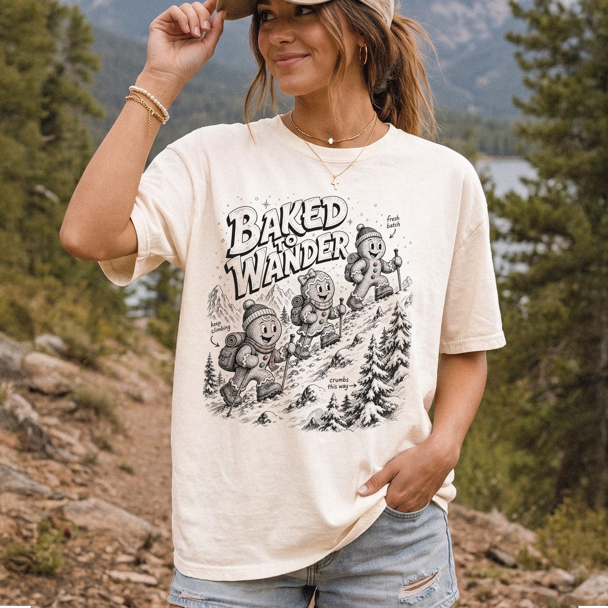 Baked to Wander Comfort Colors Shirt – Gingerbread Hiker Tee