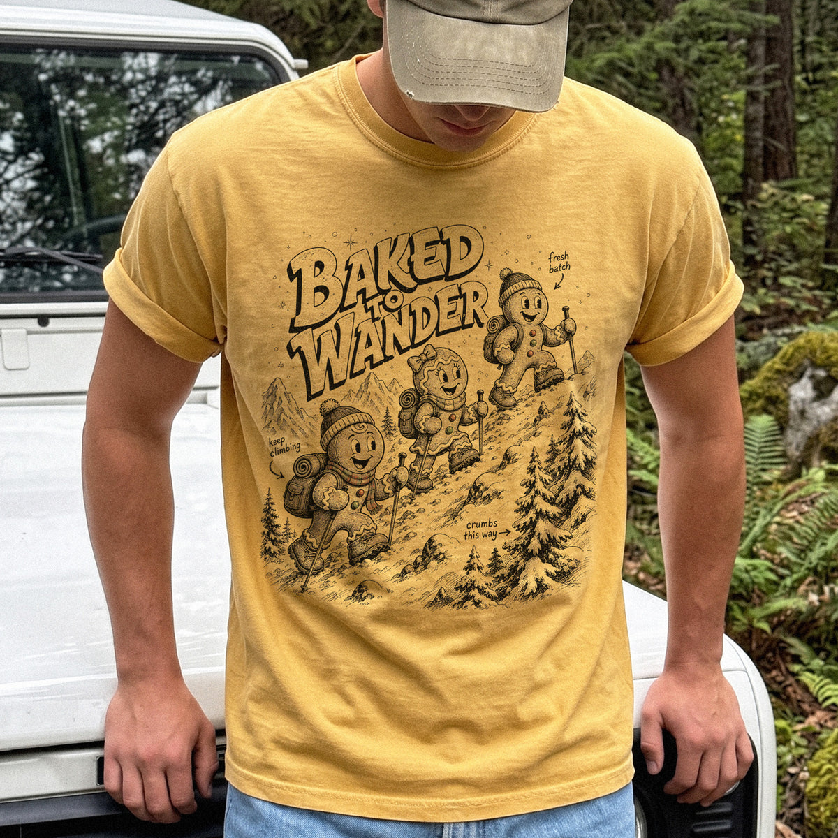 Baked to Wander Comfort Colors Shirt – Gingerbread Hiker Tee