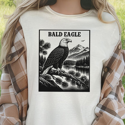 Bald Eagle Mountain Landscape Vintage Raptor Wildlife T-Shirt
