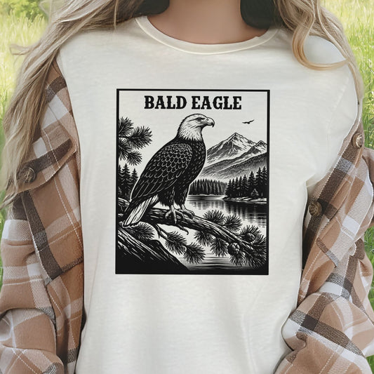 Bald Eagle Mountain Landscape Vintage Raptor Wildlife T-Shirt