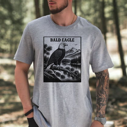 Bald Eagle Mountain Landscape Vintage Raptor Wildlife T-Shirt