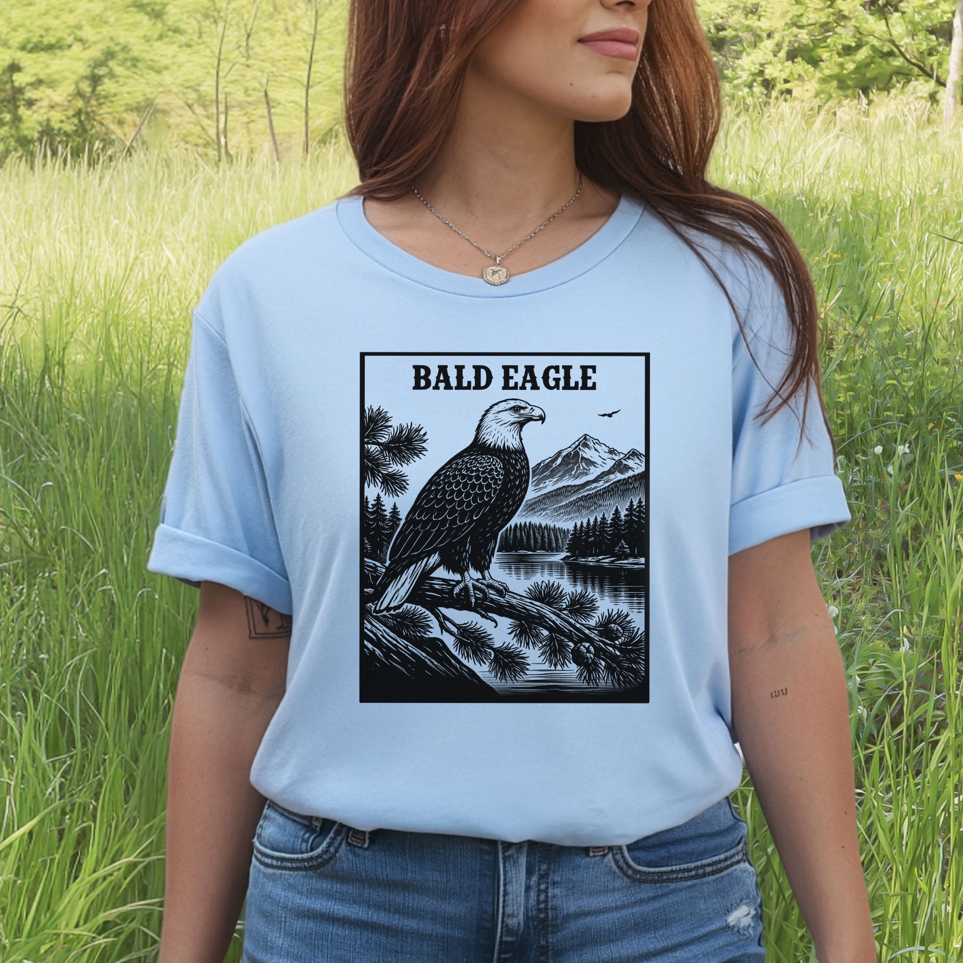 Bald Eagle Mountain Landscape Vintage Raptor Wildlife T-Shirt