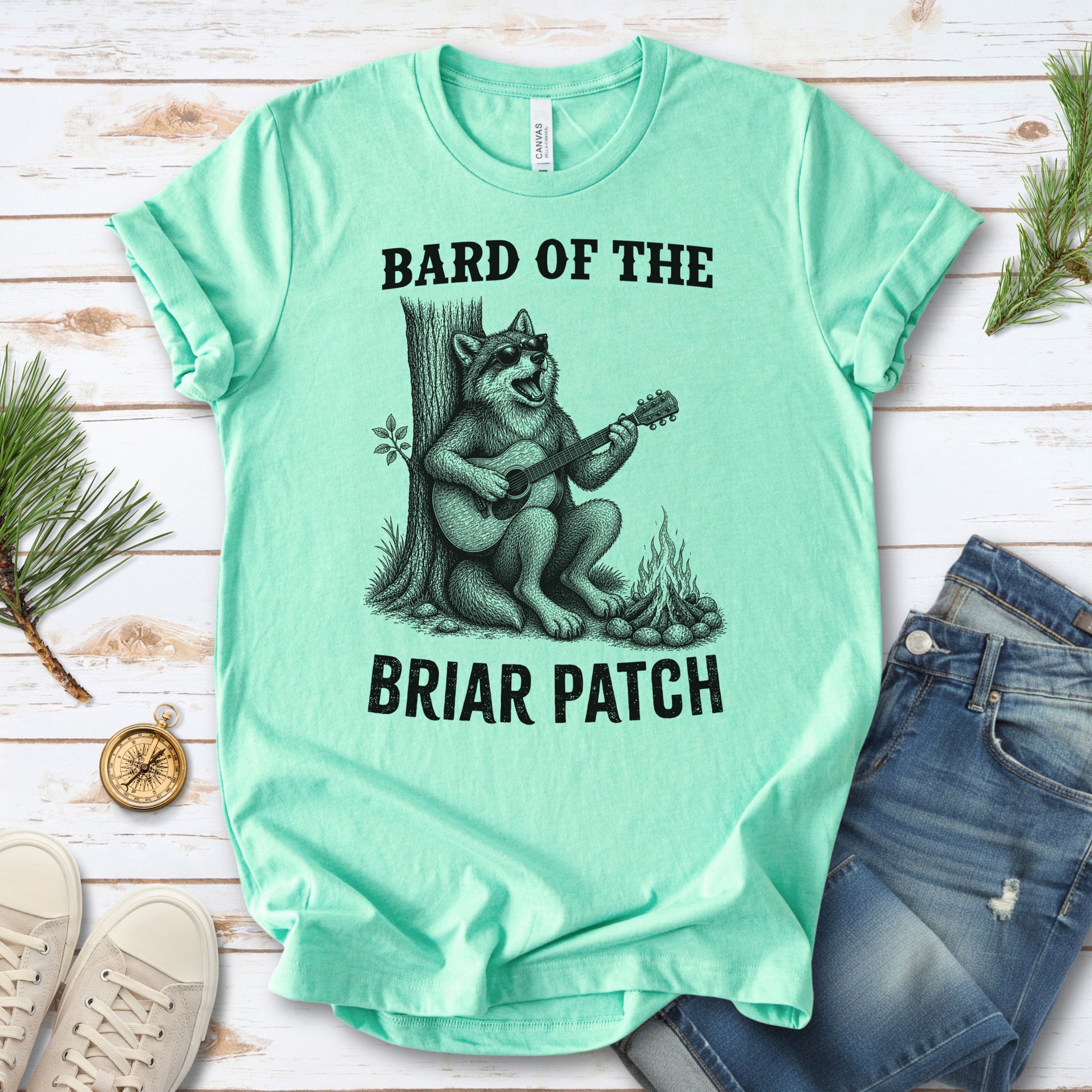 Bard of the Briar Patch Funny Wolf Guitar Campfire Music T-Shirt