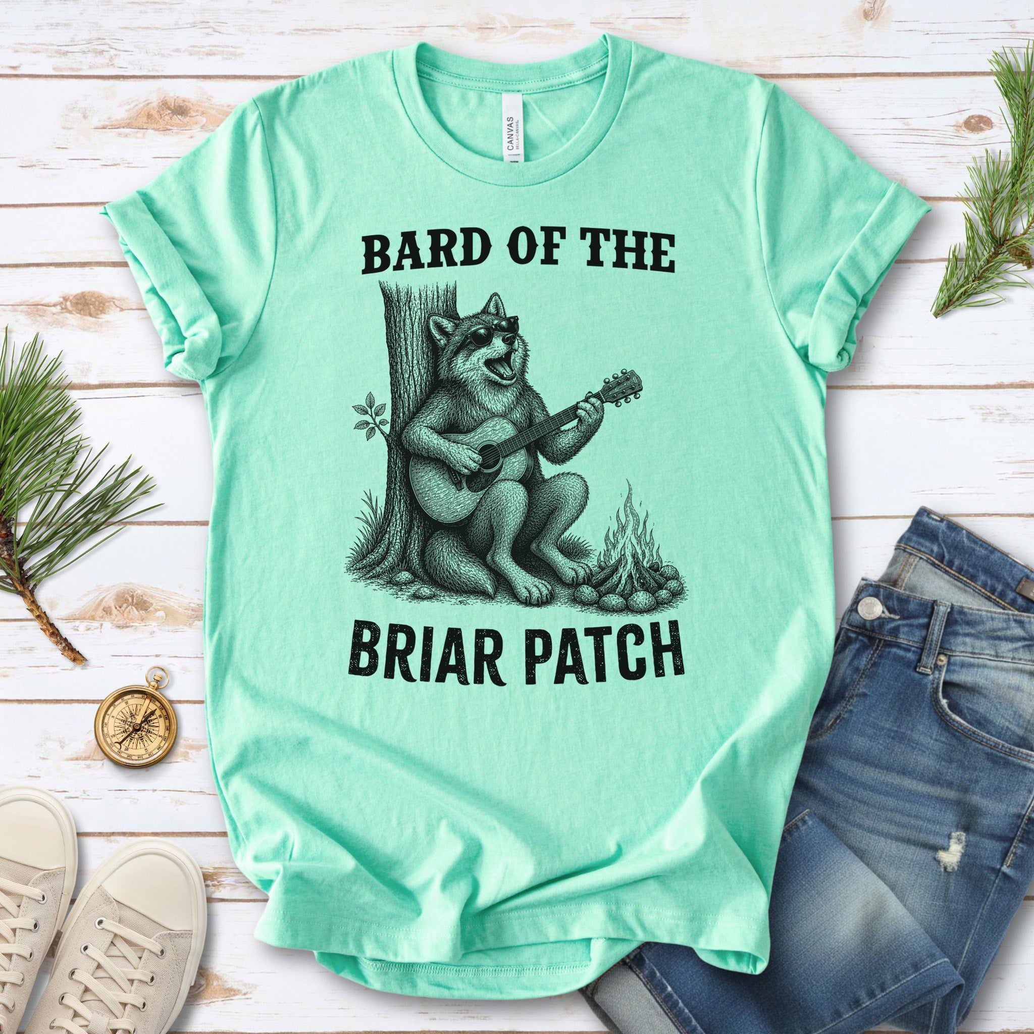 Bard of the Briar Patch Funny Wolf Guitar Campfire Music T-Shirt