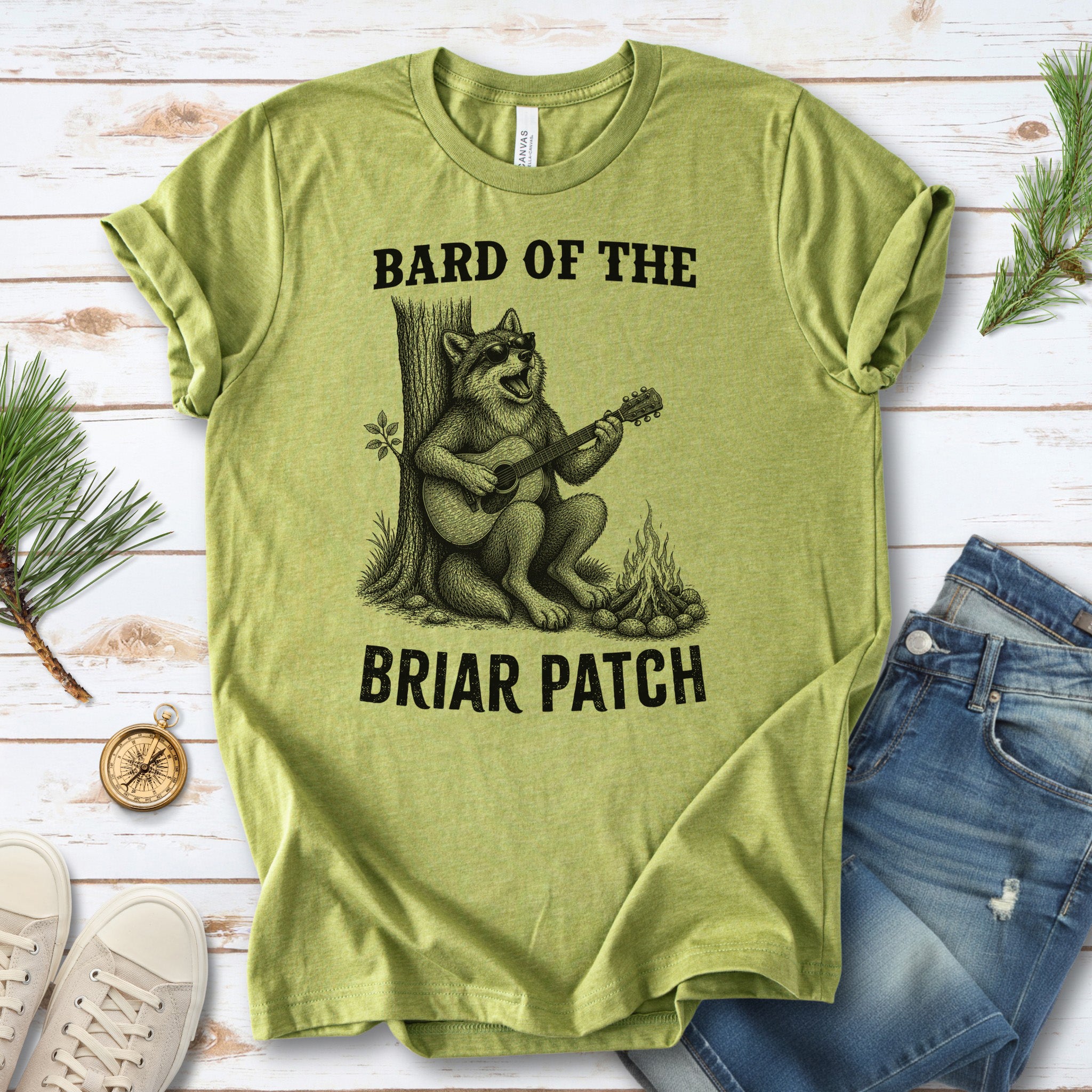 Bard of the Briar Patch Funny Wolf Guitar Campfire Music T-Shirt