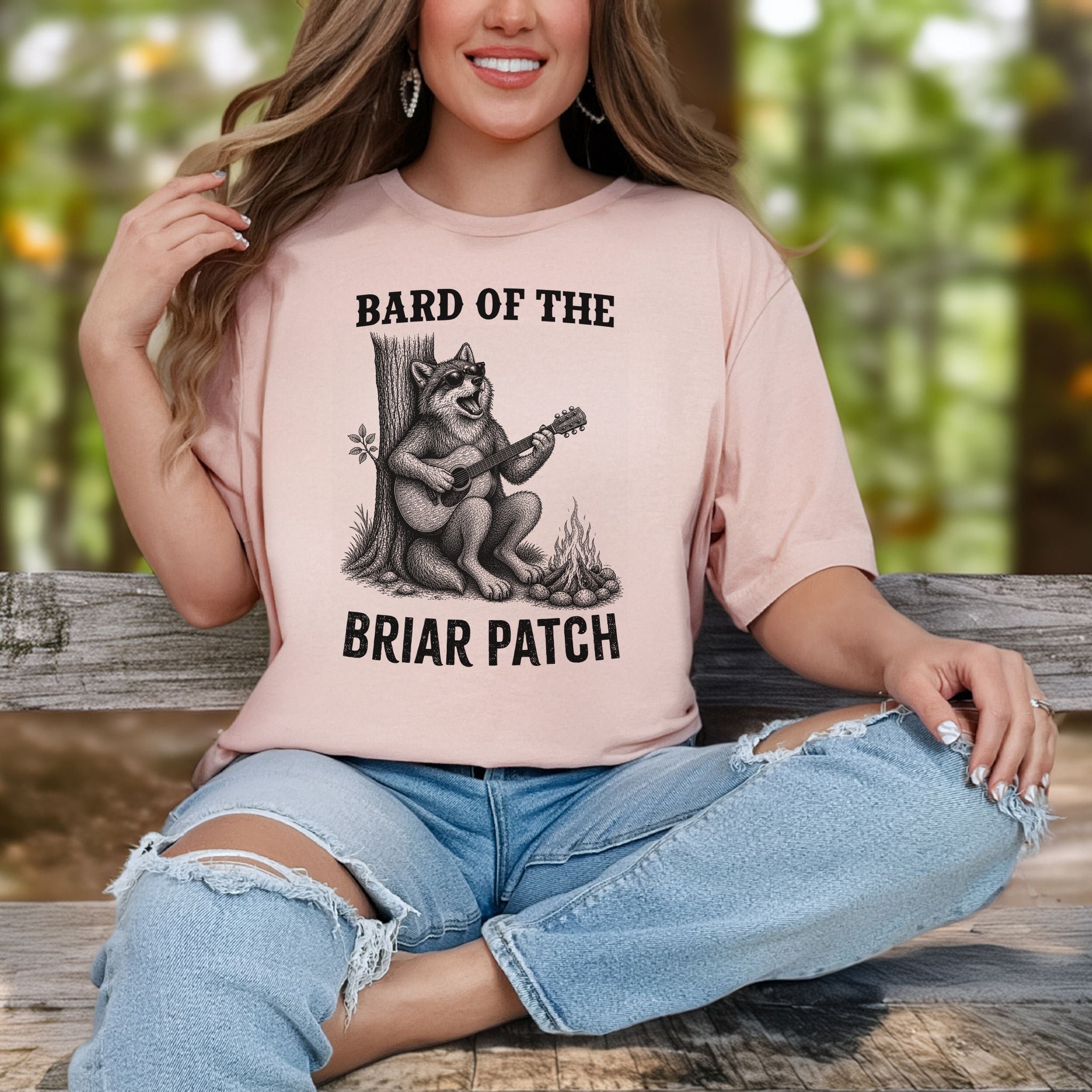 Bard of the Briar Patch Funny Wolf Guitar Campfire Music T-Shirt