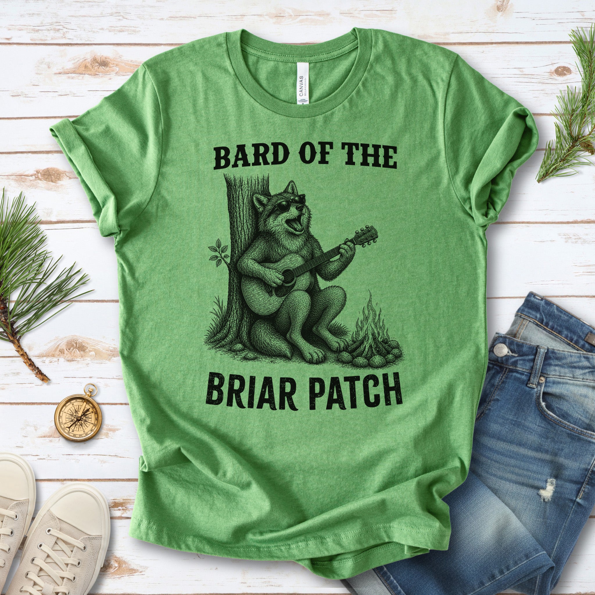 Bard of the Briar Patch Funny Wolf Guitar Campfire Music T-Shirt