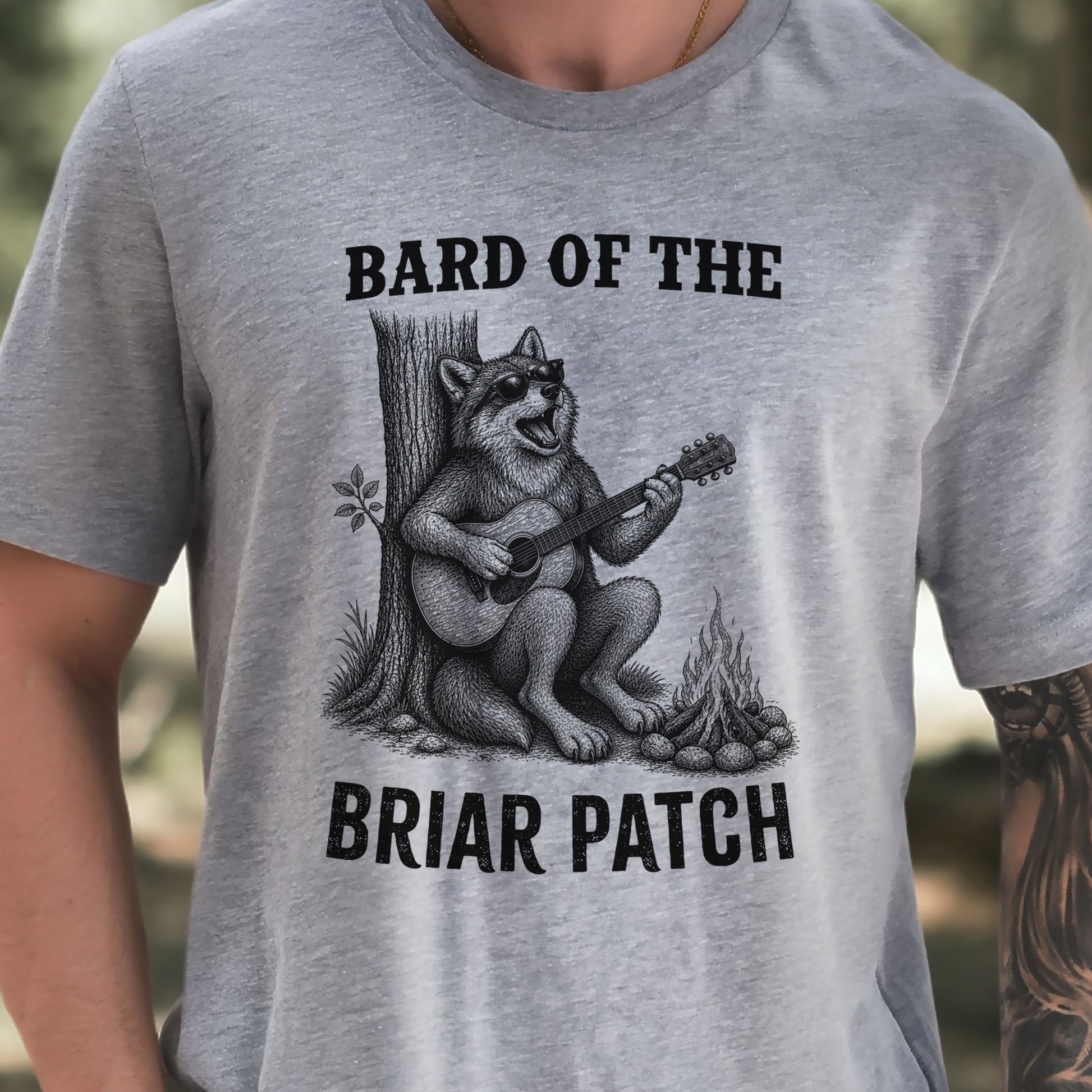 Bard of the Briar Patch Funny Wolf Guitar Campfire Music T-Shirt