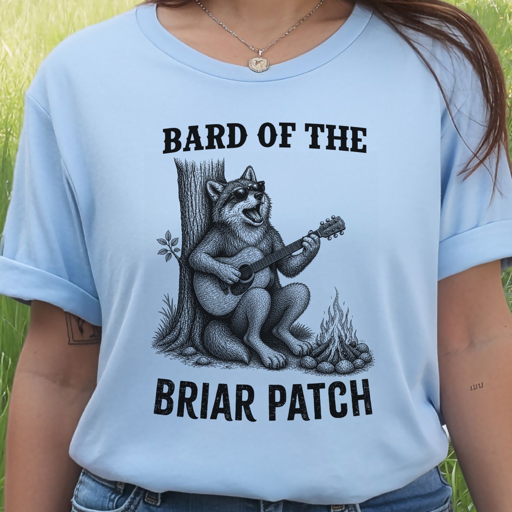 Bard of the Briar Patch Funny Wolf Guitar Campfire Music T-Shirt