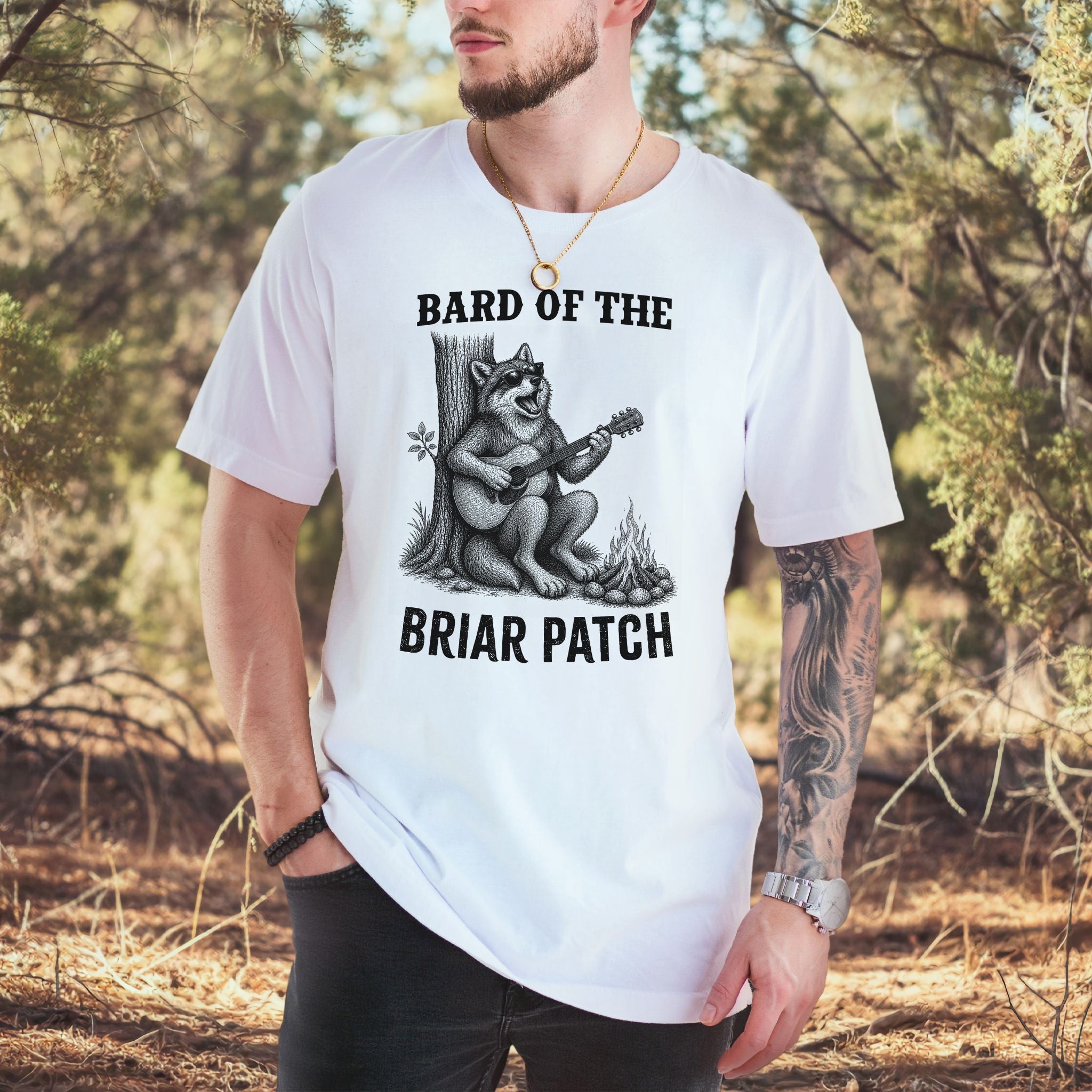 Bard of the Briar Patch Funny Wolf Guitar Campfire Music T-Shirt