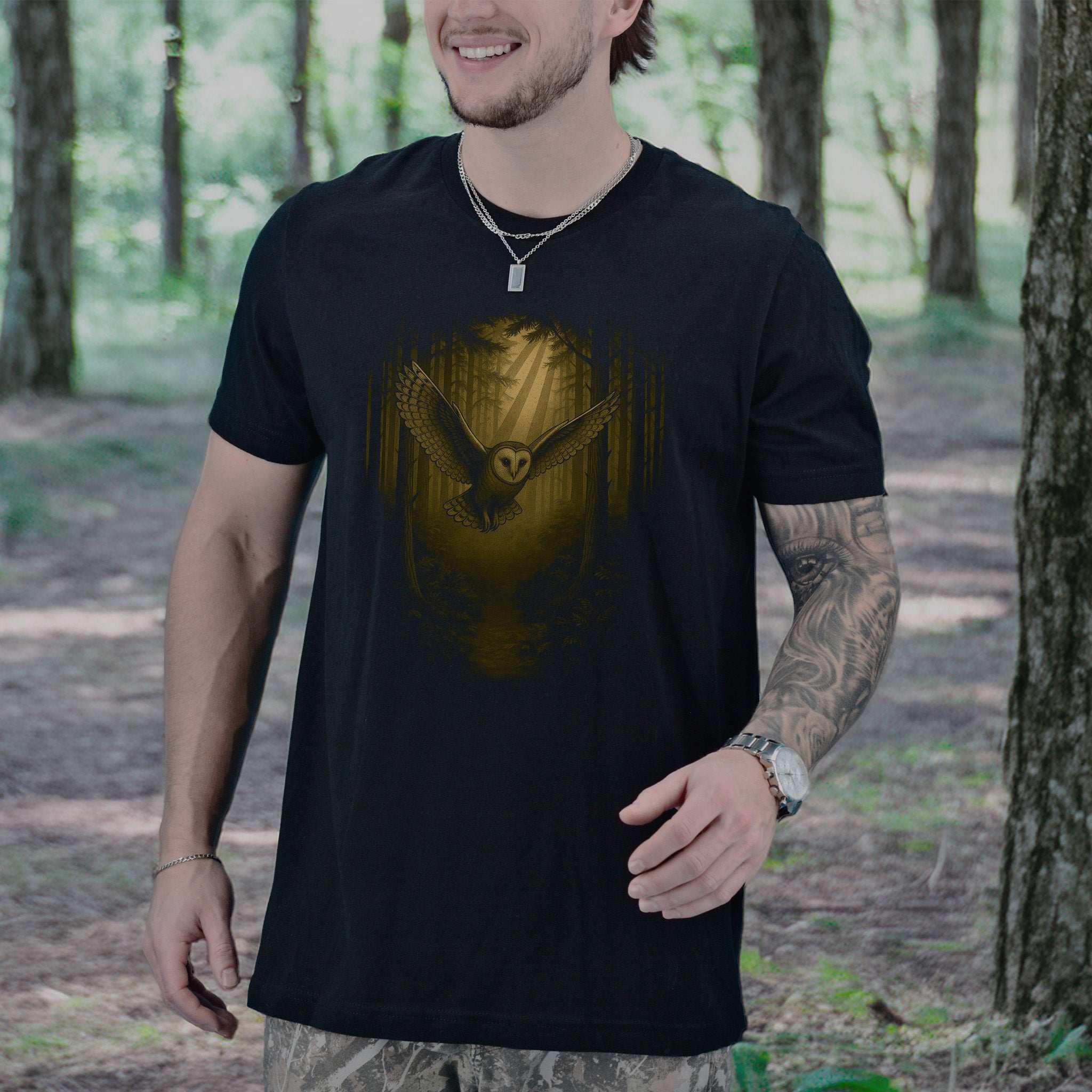 Barn Owl Spirit Animal T-Shirt – Mystical Forest Flight