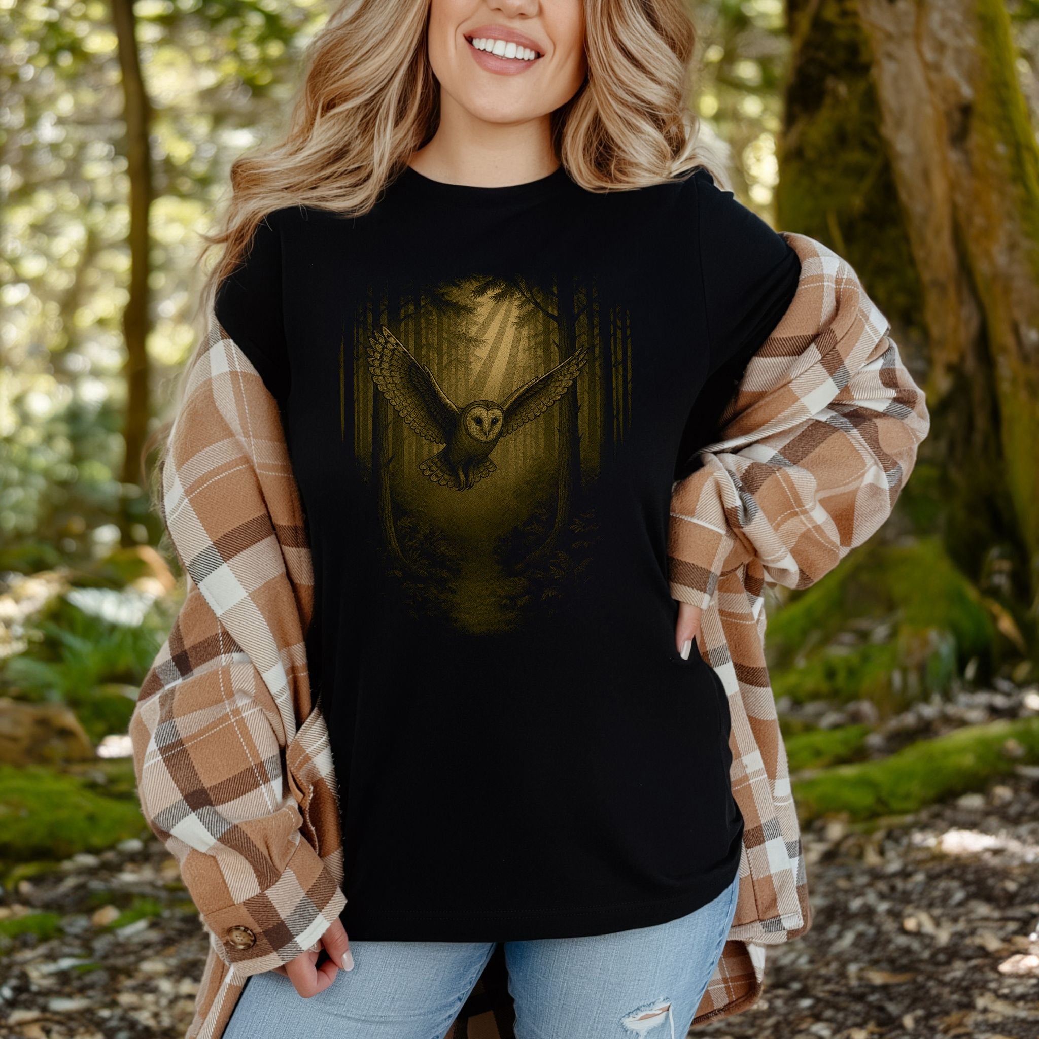Barn Owl Spirit Animal T-Shirt – Mystical Forest Flight