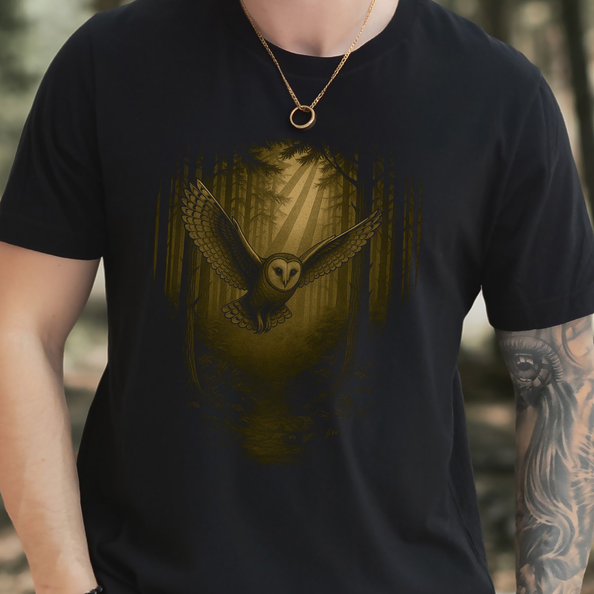 Barn Owl Spirit Animal T-Shirt – Mystical Forest Flight