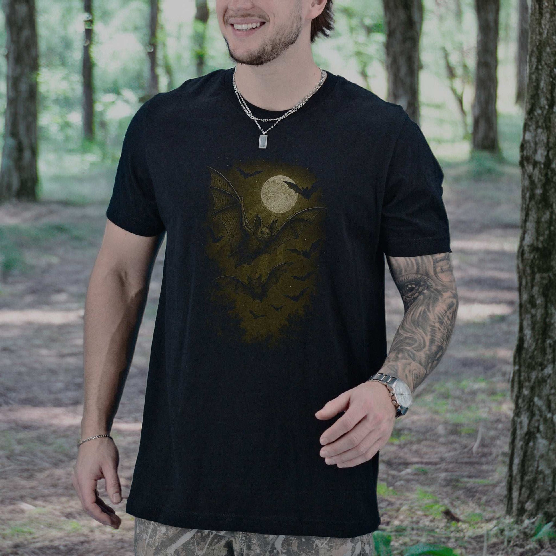 Bat Spirit Animal T-Shirt – Full Moon Forest Flight Vibes