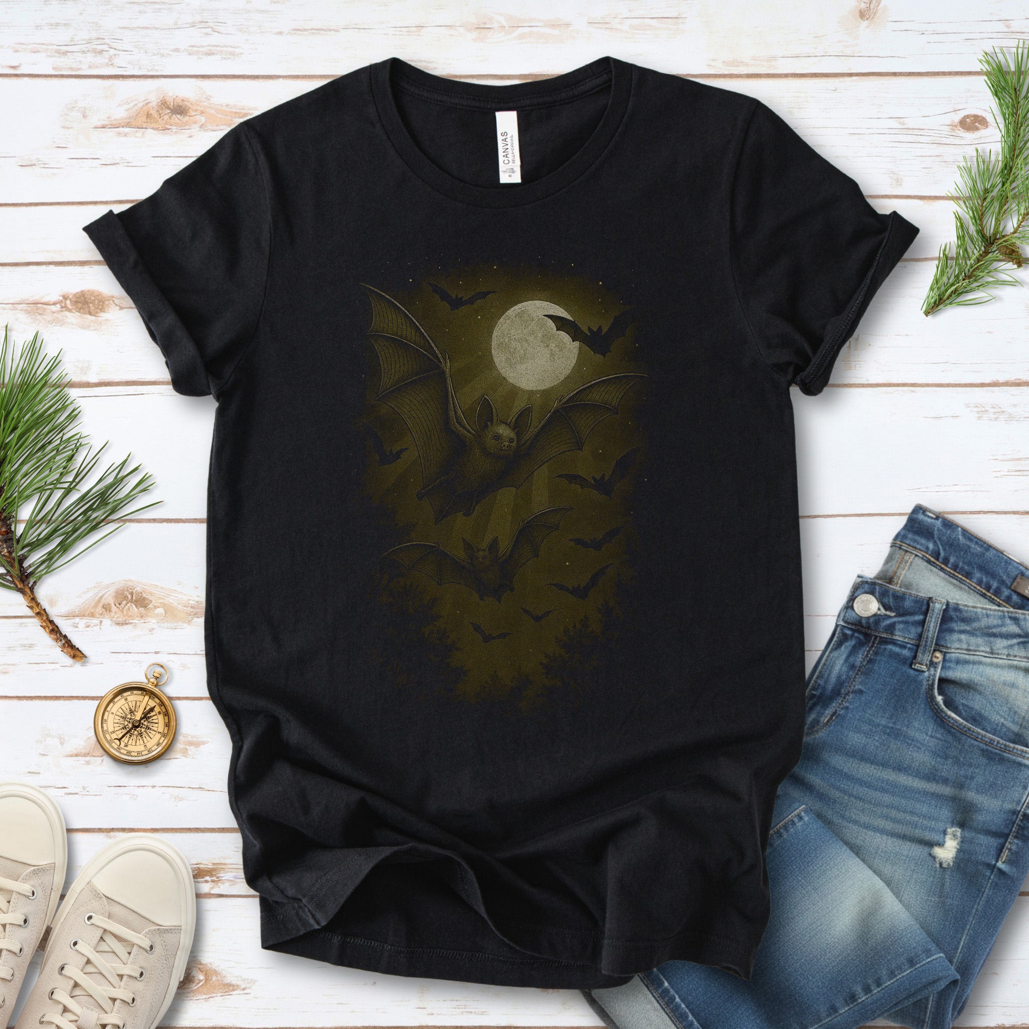 Bat Spirit Animal T-Shirt – Full Moon Forest Flight Vibes