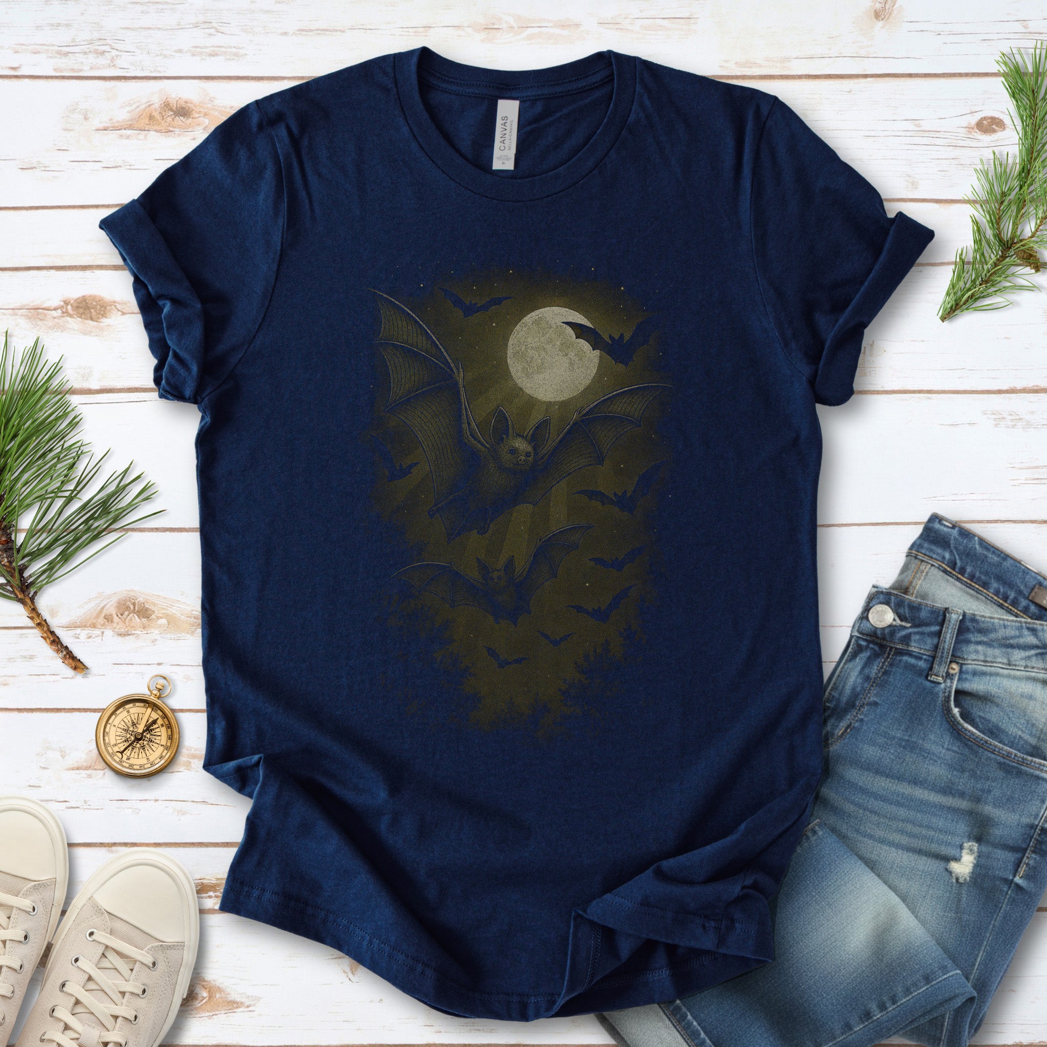 Bat Spirit Animal T-Shirt – Full Moon Forest Flight Vibes