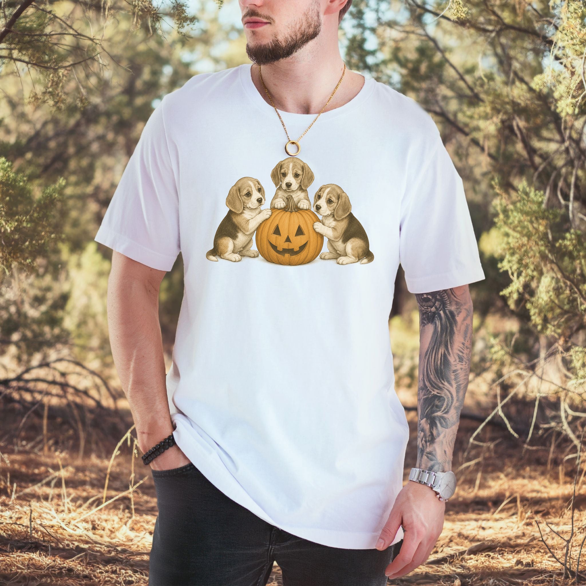 Beagle Puppies Halloween Pumpkin End Animal Testing T-Shirt