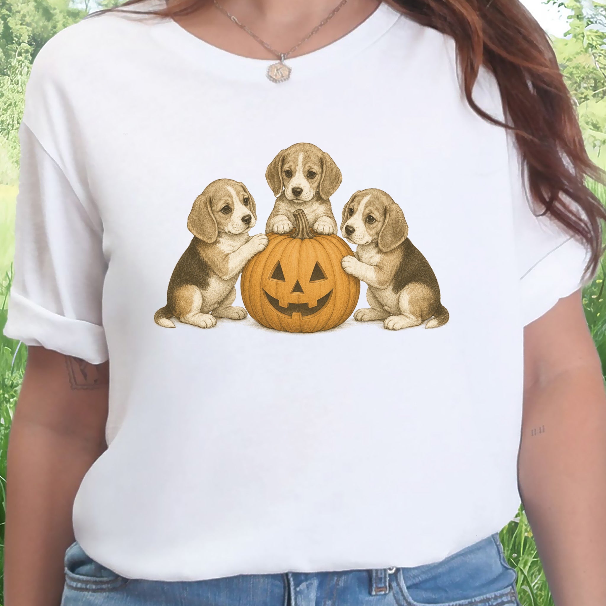 Beagle Puppies Halloween Pumpkin End Animal Testing T-Shirt