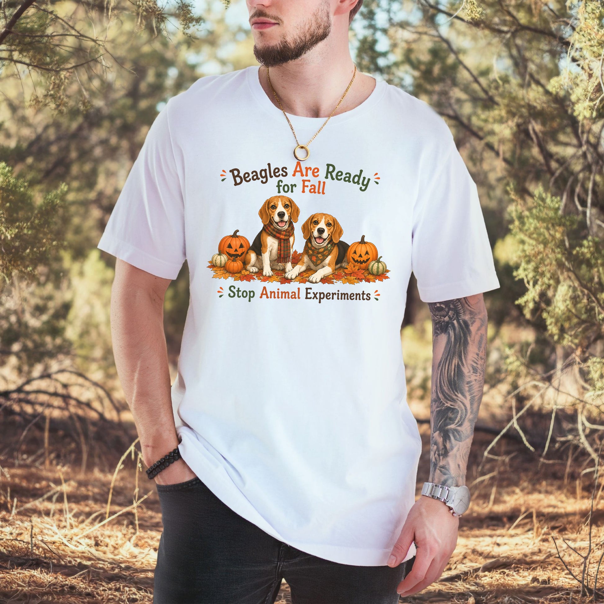 Beagles Are Ready for Fall Stop Animal Experiments Halloween T-Shirt