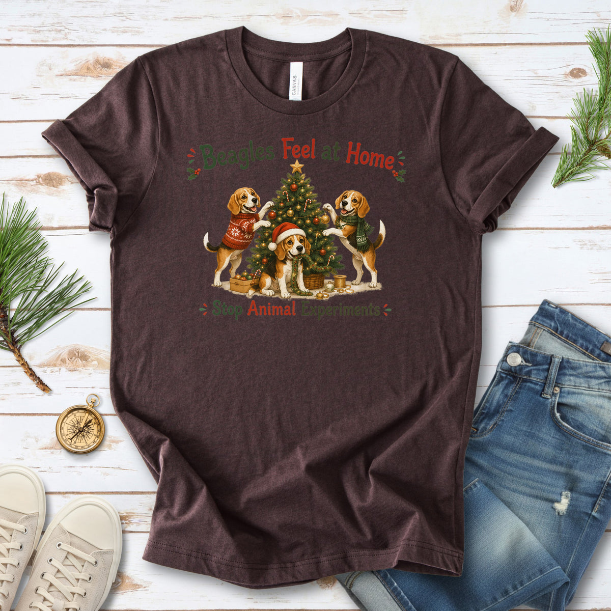 Beagles Feel at Home Christmas Tree Shirt – Stop Animal Experiments