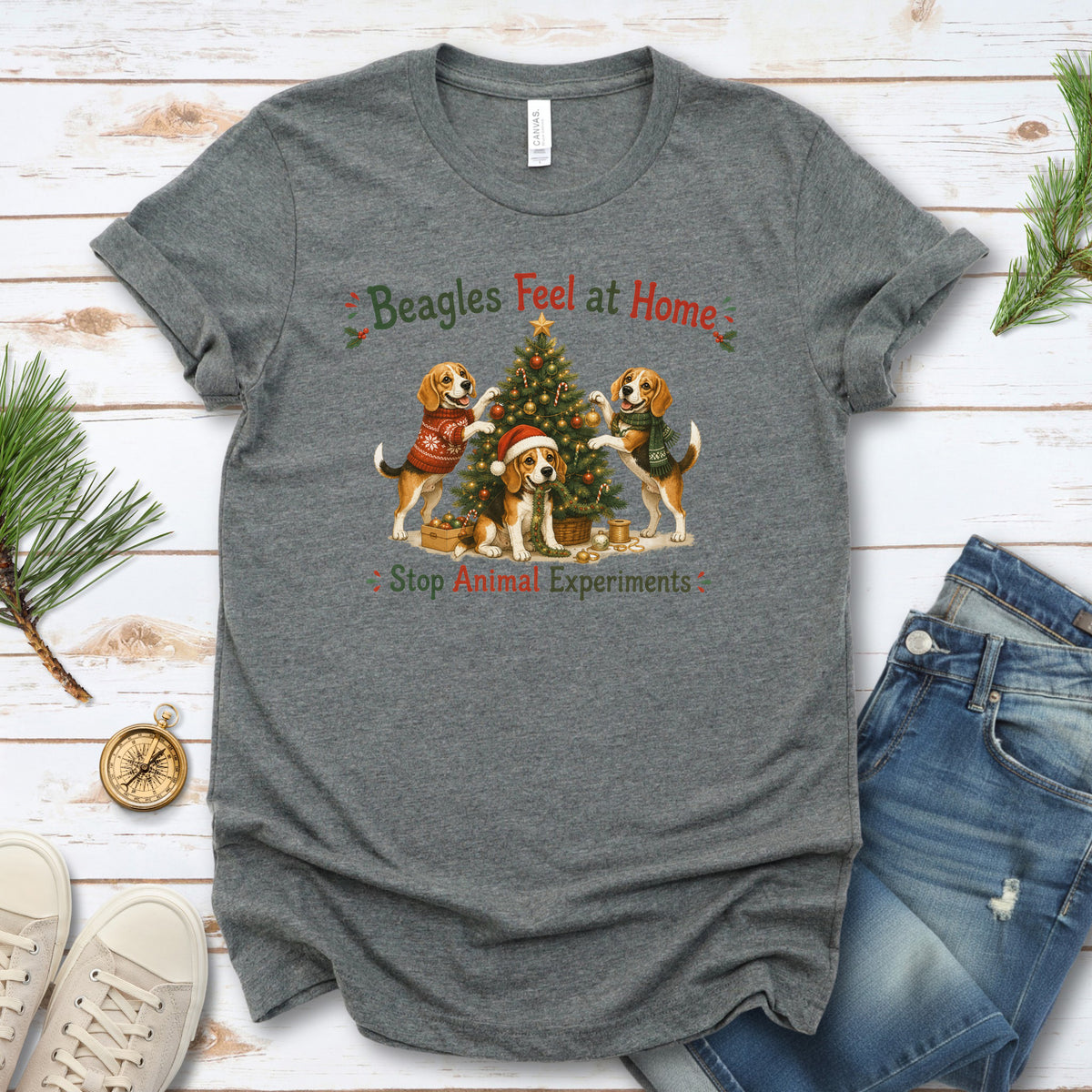 Beagles Feel at Home Christmas Tree Shirt – Stop Animal Experiments