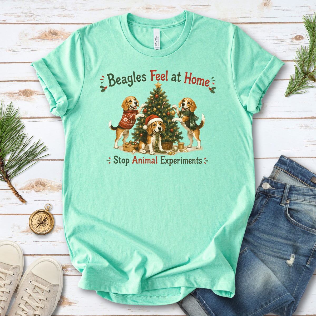 Beagles Feel at Home Christmas Tree Shirt – Stop Animal Experiments